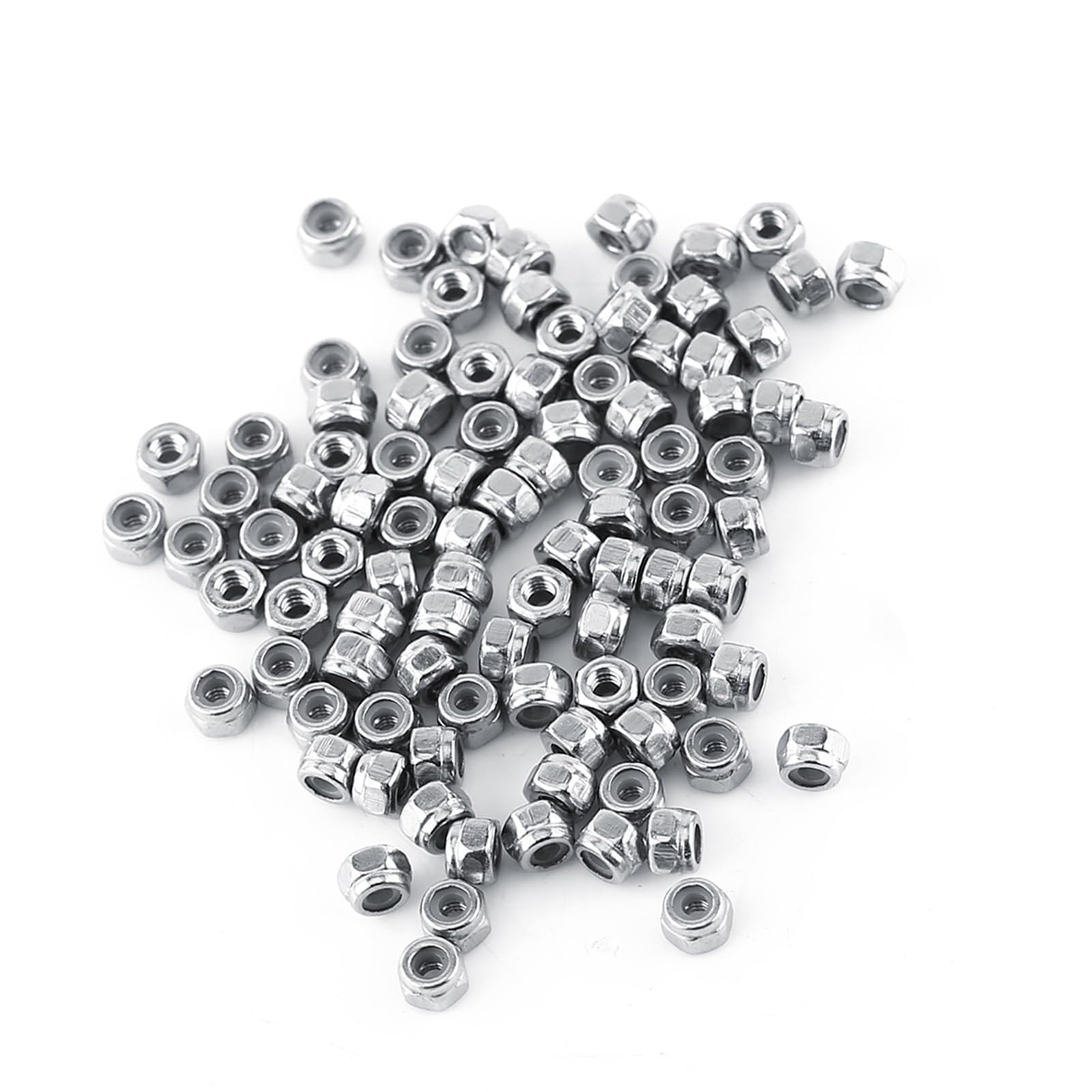 Dadi di Bloccaggio Esagonali con Inserto in Nylon, Acciaio Inossidabile SS304, M2, 100 Pezzi, Autobloccanti