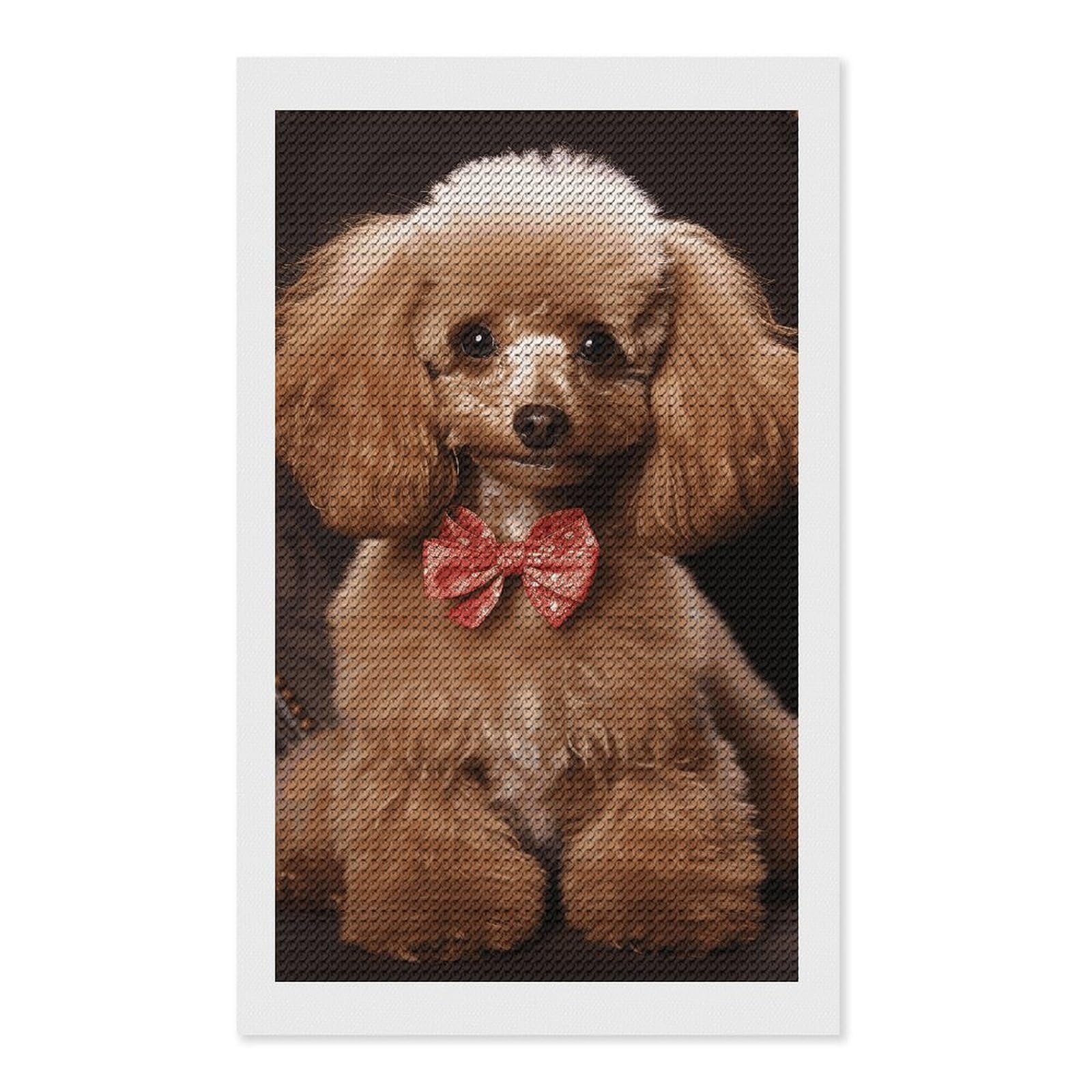 FodPand Poodle 5D Diamond Painting Kits for Adults Beginners Full Drill Round Diamond Dots Pictures Gem Art Supplies for Home Wall Room Decoration DIY Craft Set Gift 12x20