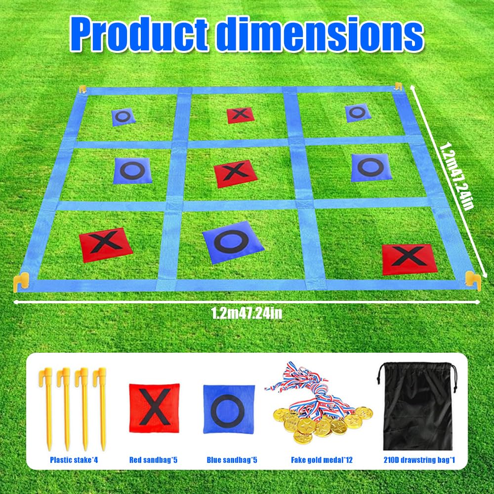 Mineup Riesiges Tic Tac Toe, Giant Tic Tac Toe Game, Sitzsack-Wurfspiele für Kinder und Erwachsene, Outdoor-Spielset für Garten, Strand, Camping, Familienfest, Kindergeburtstag Karnevals Spiele