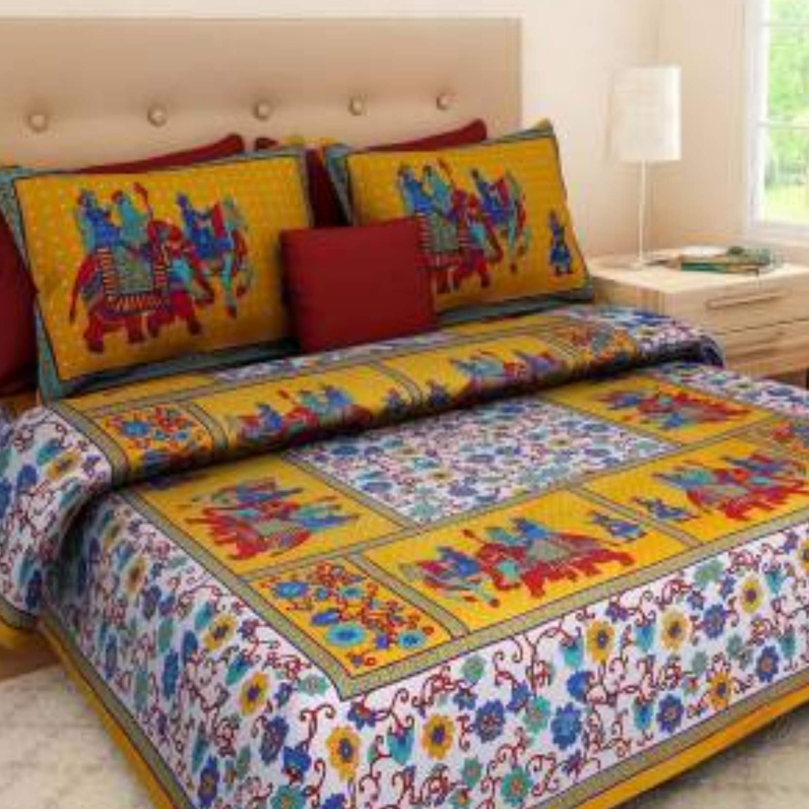 Shilpi Impex100% Cotton Bedsheets for Double Bed with 2 Pillow Covers