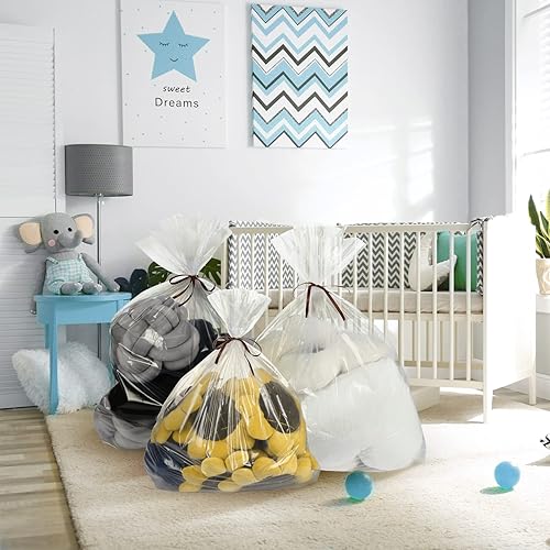 Miniatura 7 de 20 bolsas de almacenamiento gigantes transparentes de 32 x 48 pulgadas, 40 x 60 pulgadas, bolsa de almacenamiento de plástico transparente extra