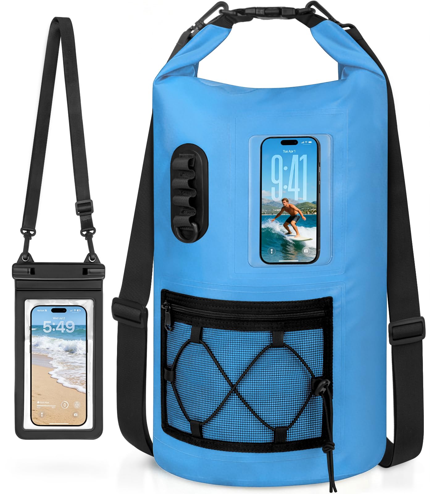 Dry Bag Sacca Impermeabile 20L/30L, Sacca Stagna con Custodia Impermeabile Smartphone, Borsa da Spiaggia Galleggiante e Borse Impermeabili per Nuoto Campeggio Kayak Pesca per Uomini e Donne