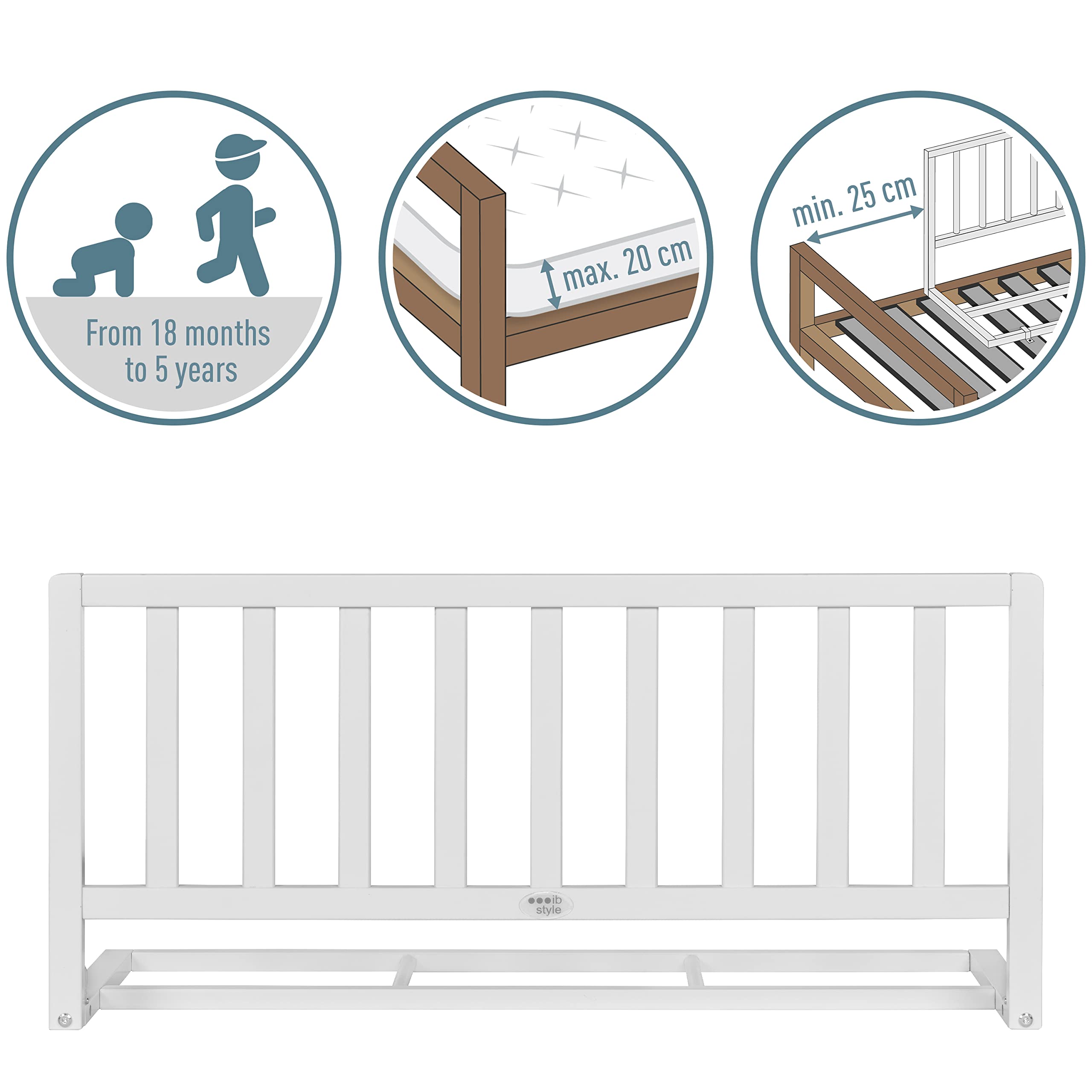 Barriera Letto Bambini In Legno Pino | Protezione Anticaduta 120cm | Pieghevole Per Viaggi