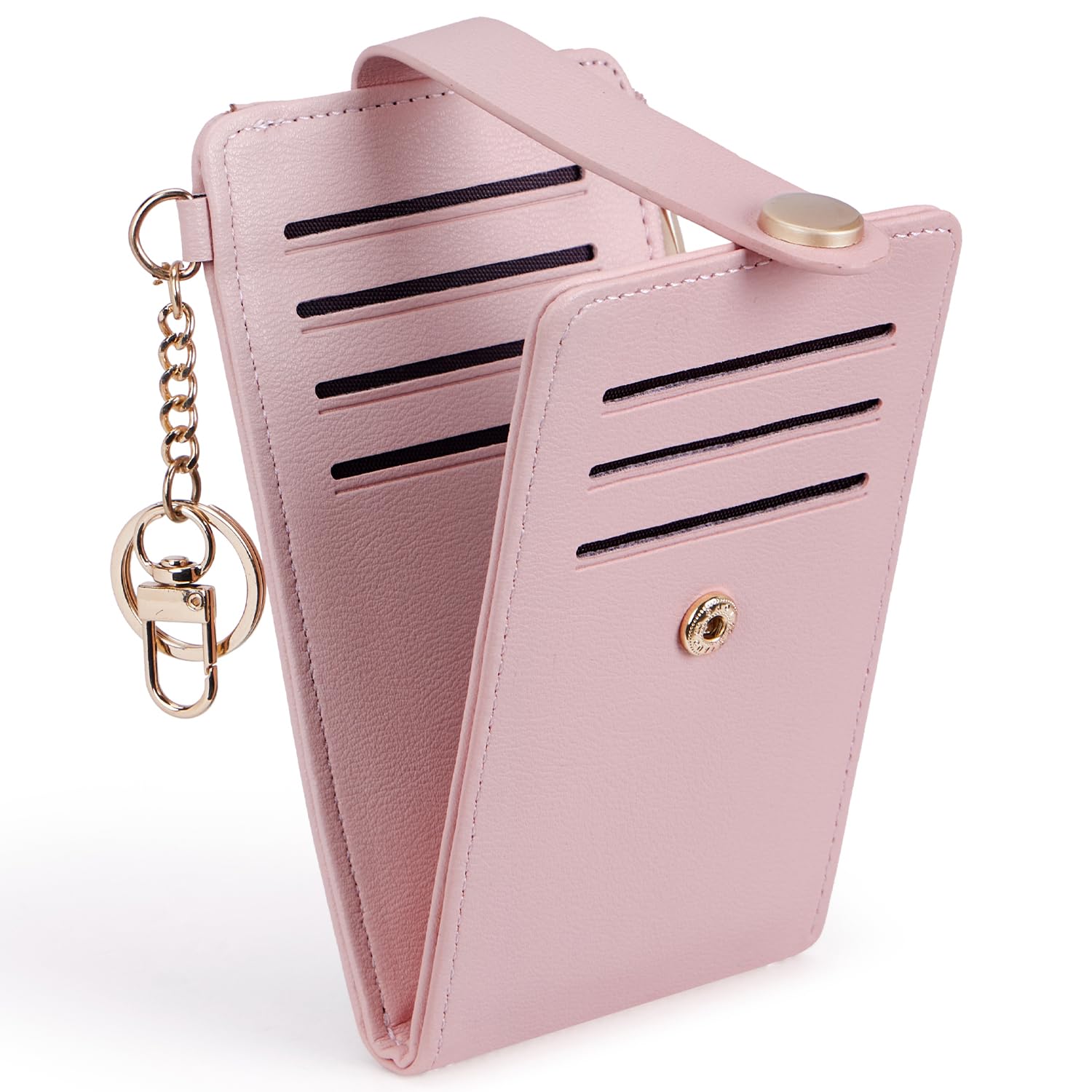 POIUGOYA Slim Wallet for Women,RFID Blocking Bifold Credit Card Holder with Zipper Coin Pocket,ID Window,Keychain