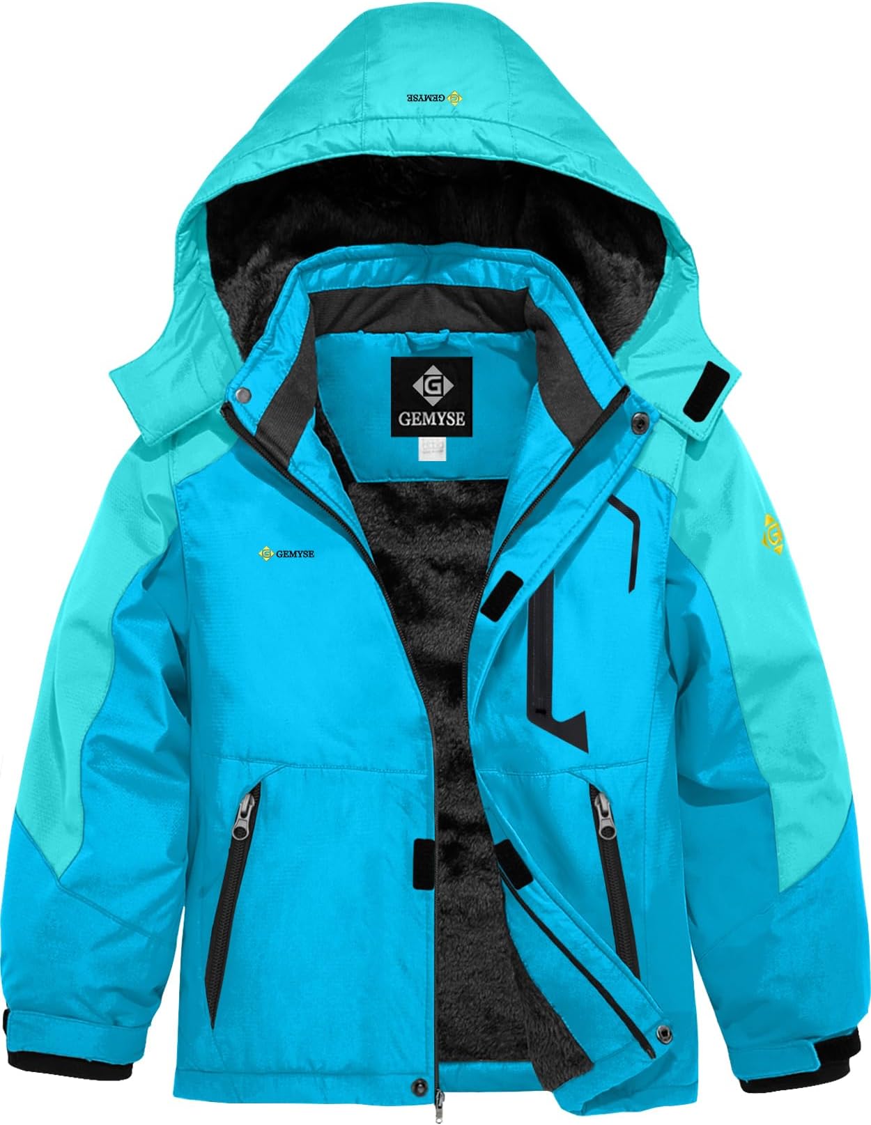Boy's Waterproof Ski Snow Jacket Hooded Fleece Windproof Winter Jacket