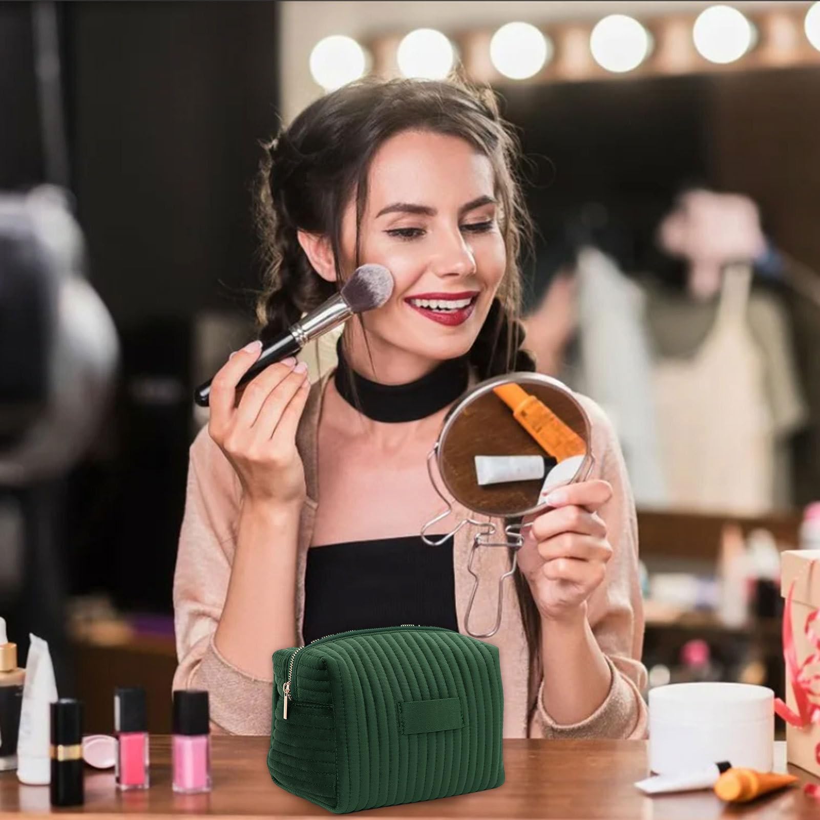 Trousse de maquillage en velours – Organiseur de cosmétiques, trousse de