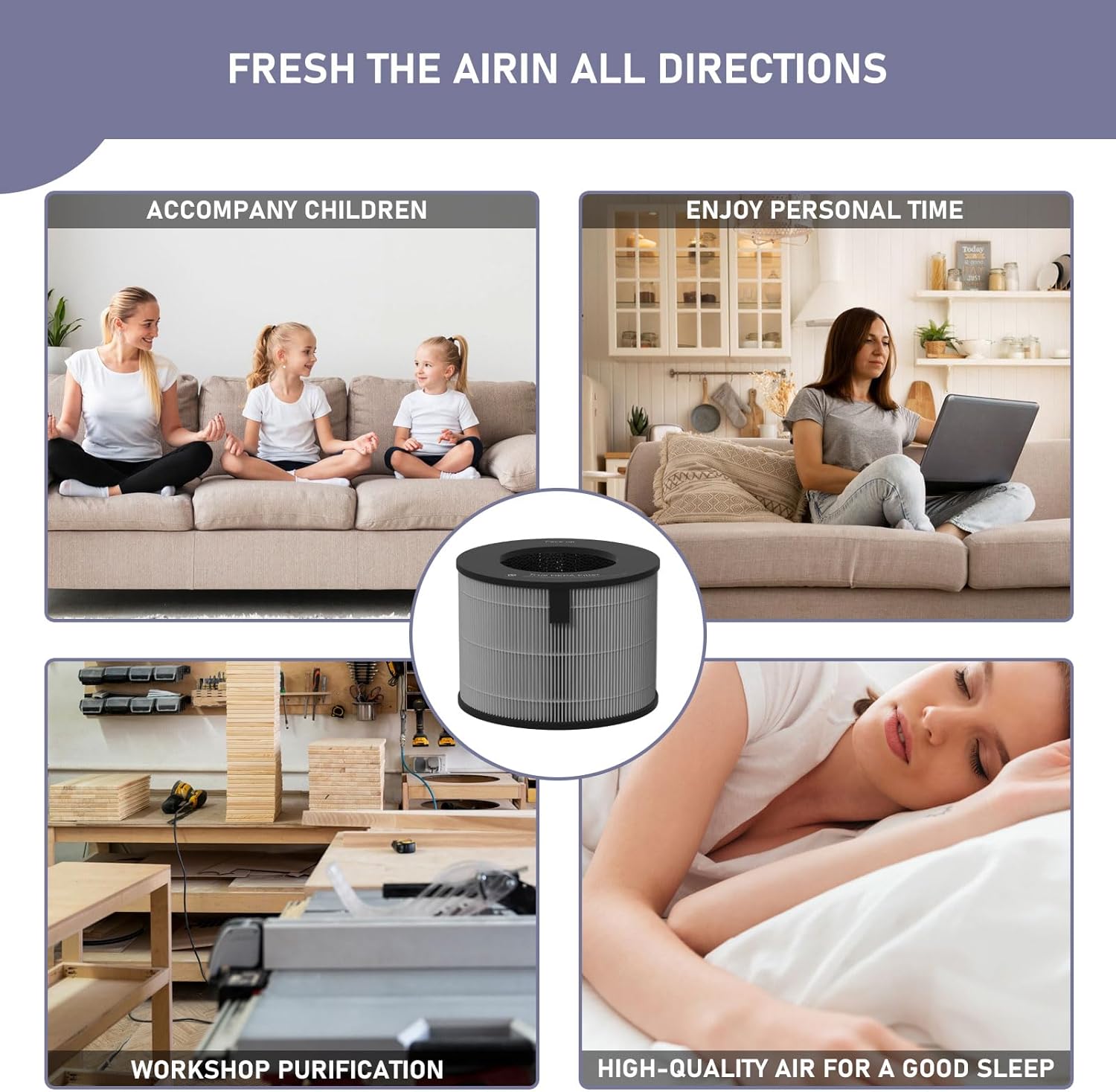 Ontheone U9CV2B HEPA Filter Replacement Compatible with LG PuriCare AeroTower Fan U9CV2B / U9CS1C / U9CV1C Air Cleaner Purifier, 3-in-1 True HEPA Filter Replacement,1 Pack