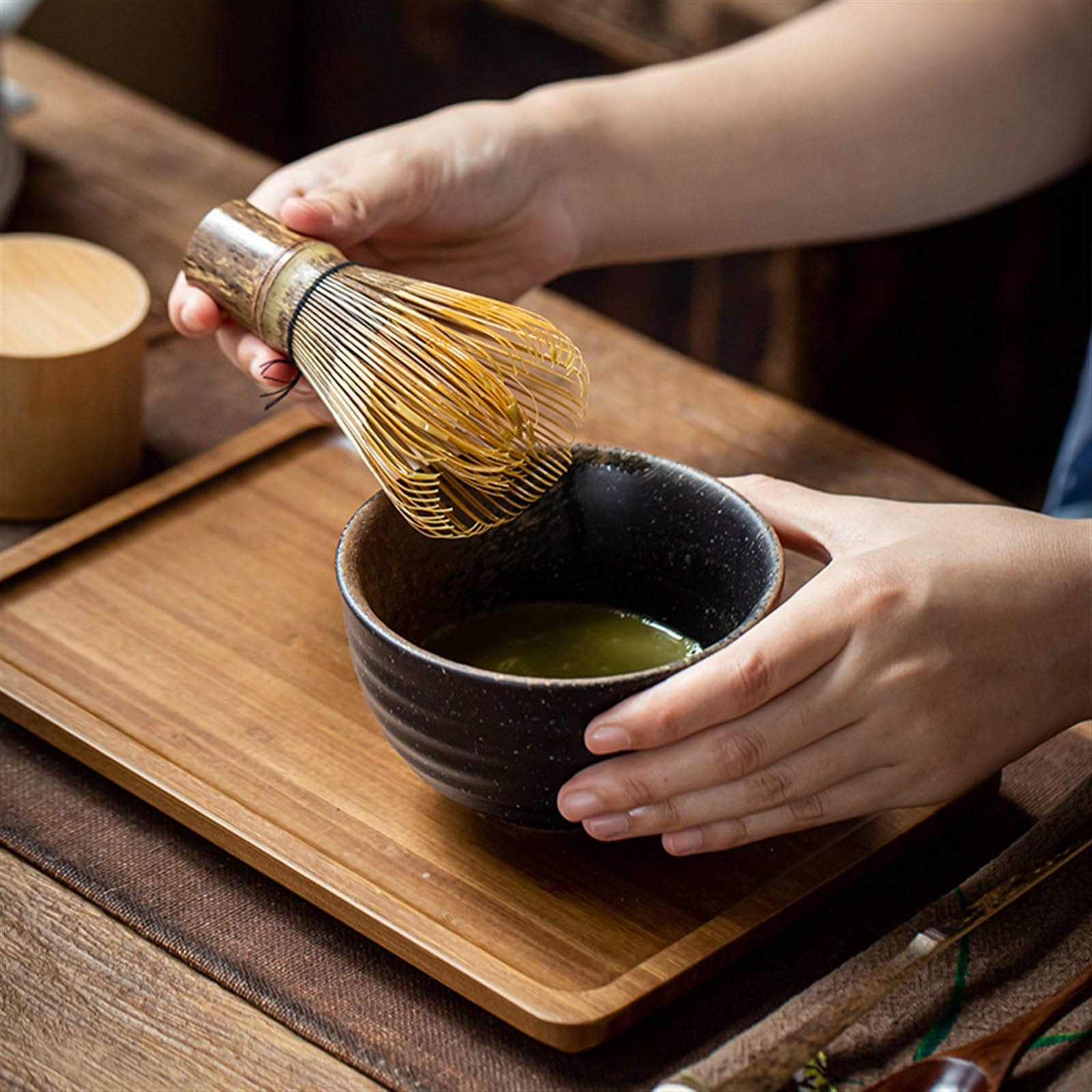 Confezione Regalo Frustino Matcha Adatto per Sala da tè Caffetteria Matcha Set Come Regalo per Le Feste Matcha Kit(8-Piece Gift Box Set-A)