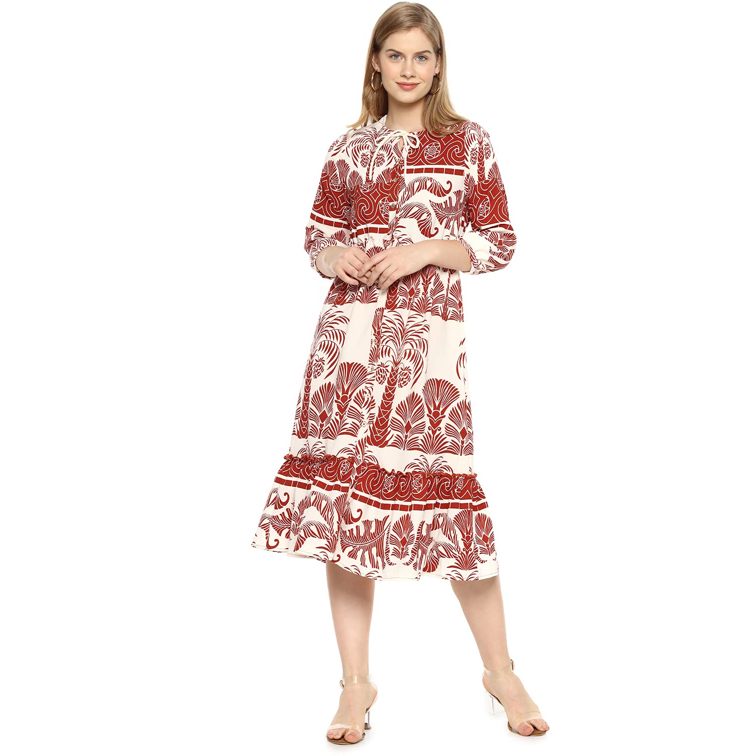 Campus Sutra Women Floral Casual Dresses in neutral