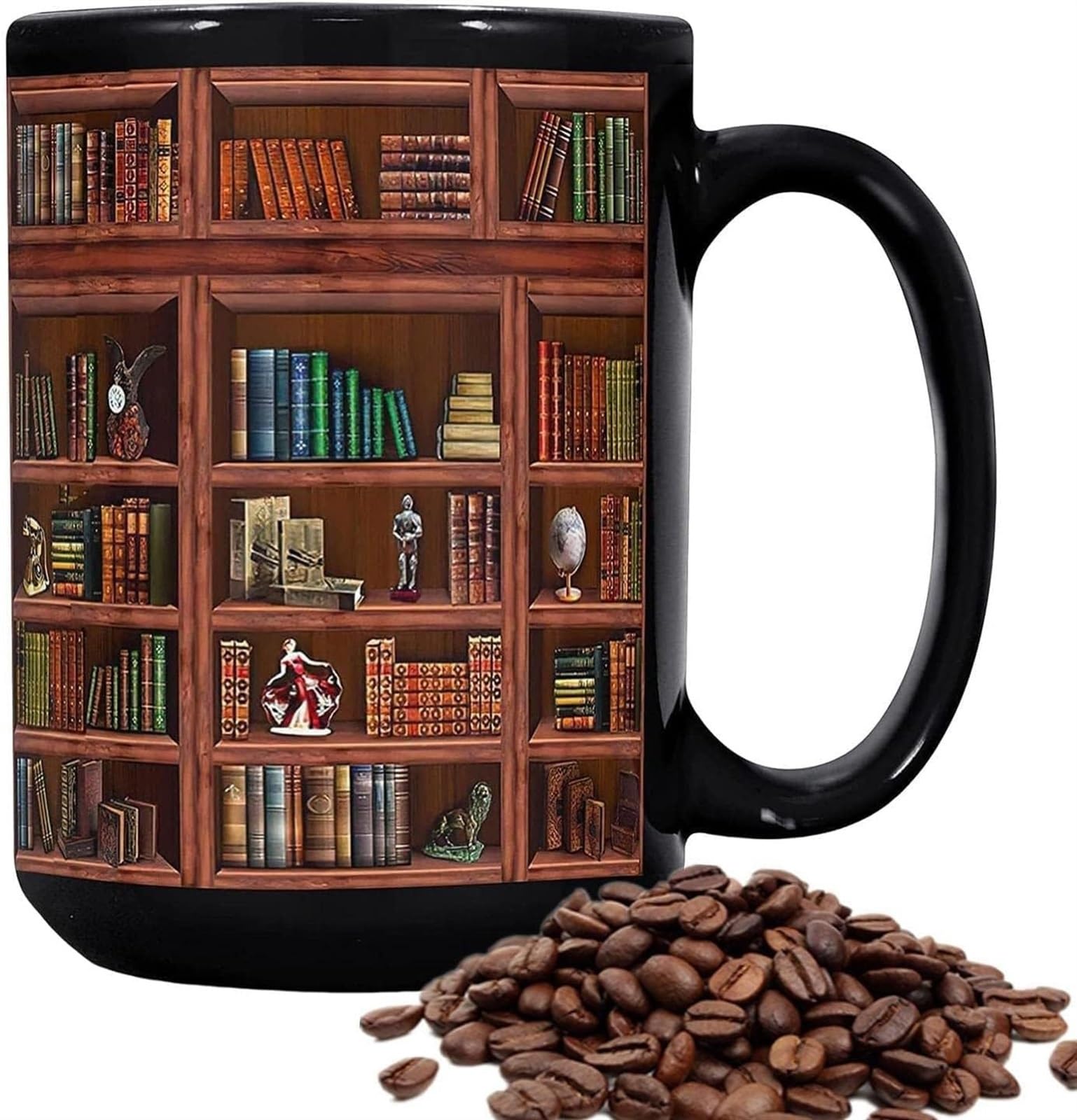 KanDuo Personalisierte Kaffeetasse, Keramik-Trinkbecher, Keramik-Wassertasse, Kaffeetasse, Buch-Kaffeetasse – lustige Keramik-Buchclub-Tasse, 430 ml, beidseitig Bedruckte Bücherregal-Tasse f