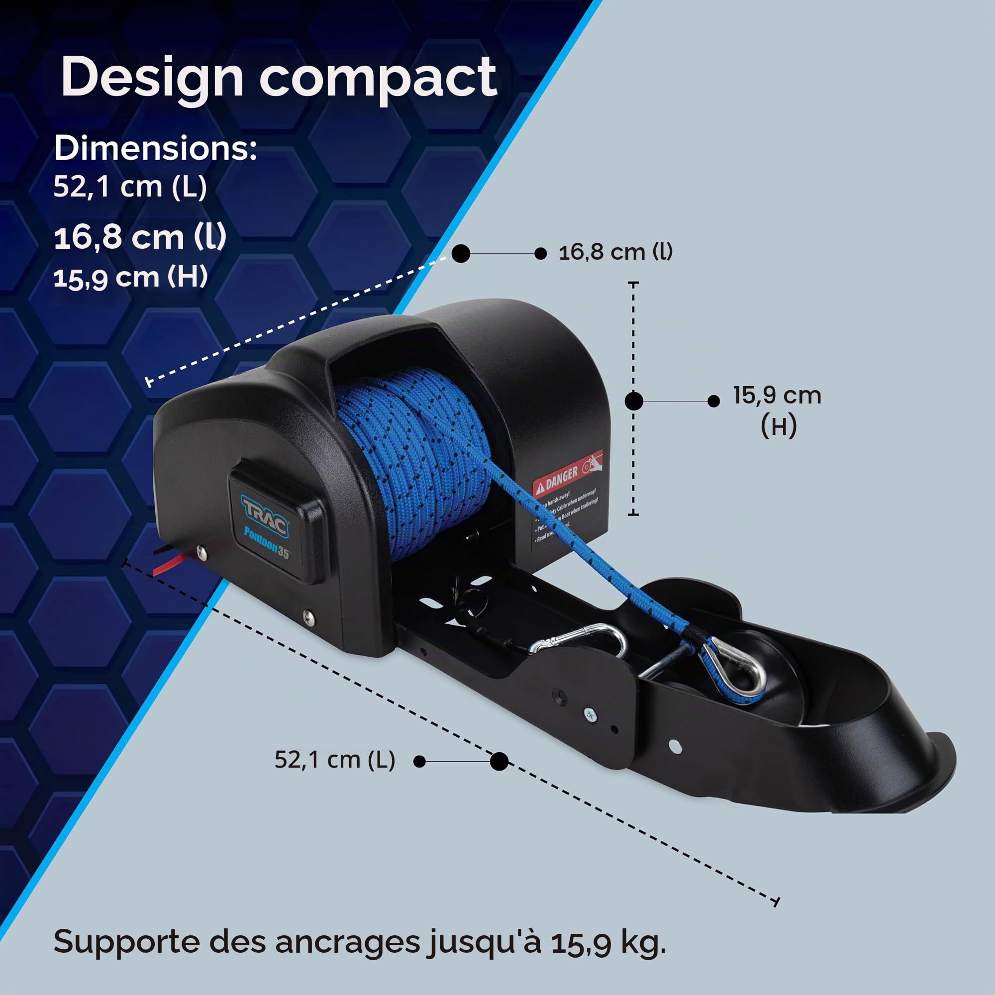 TRAC-Outdoor Products Pontoon 35 Treuil électrique d'ancrage