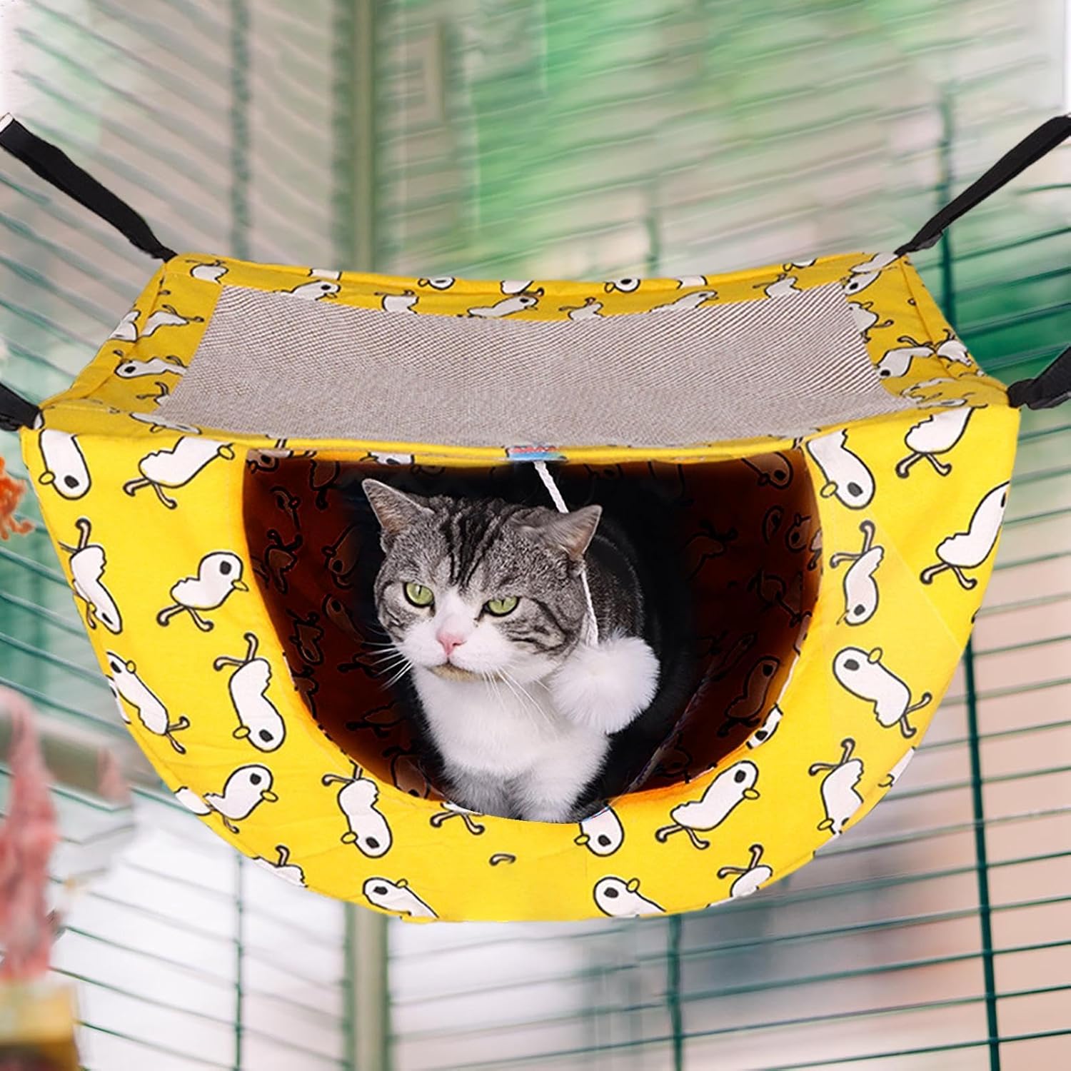 review Cat Cage Hammock | Double Layer Cat Cage Hammock | Pet Cooling Hammock Ice Silk Cushion | Indoor Cat Cage Hammock for Hamster Comfortable Hammock Bed for Spring