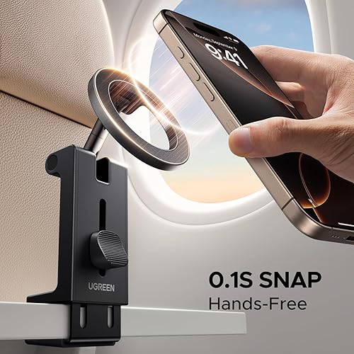 UGREEN Airplane Phone Holder for Magsafe Air Plane Travel Essentials Magnetic Phone Mount Compatible with iPhone 17 Air 16 15 14 Plus 13 12 Pro Max Mini Magsafe Case, Handsfree for Long Flight Flying