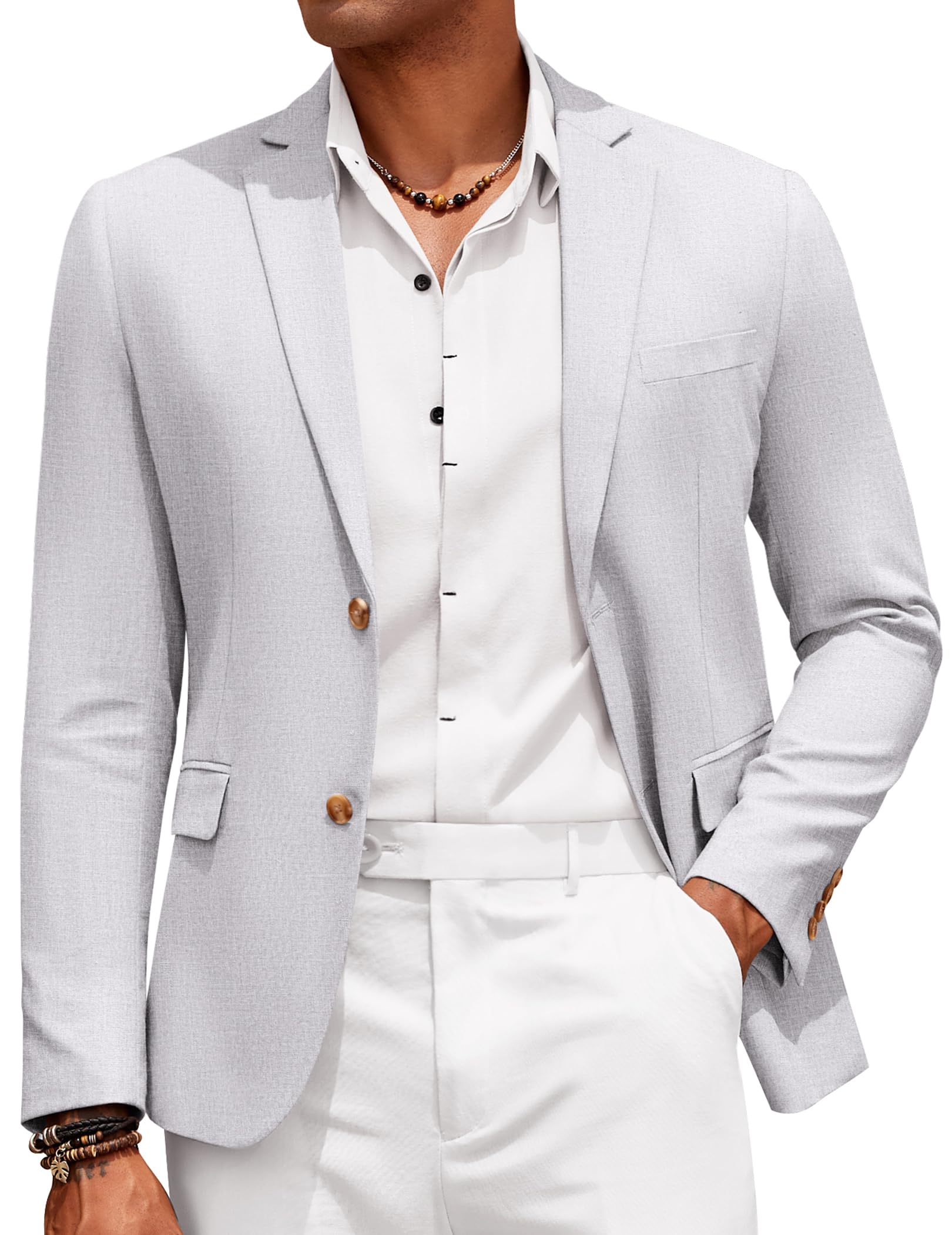 COOFANDY Mens Casual Cotton Linen Blazer Lightweight Linen Sport Coat Two Button Suit Jacket