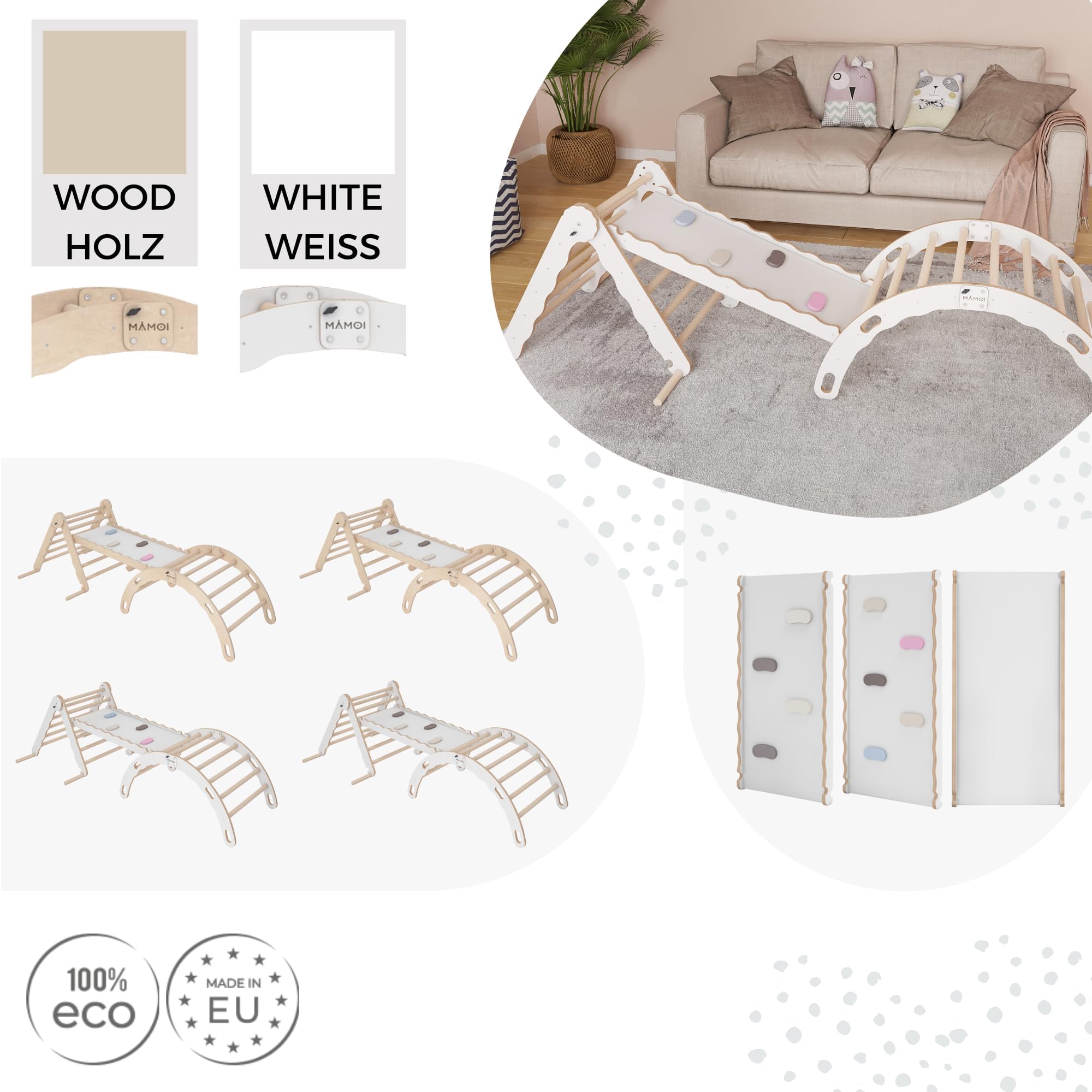 Jouet Motricité 1-3 Ans Structure Grimper Montessori MAMOI - Arche Toboggan Coussin - 1-3 Ans Aire Jeux Intérieure Enfant 1-3 Ans