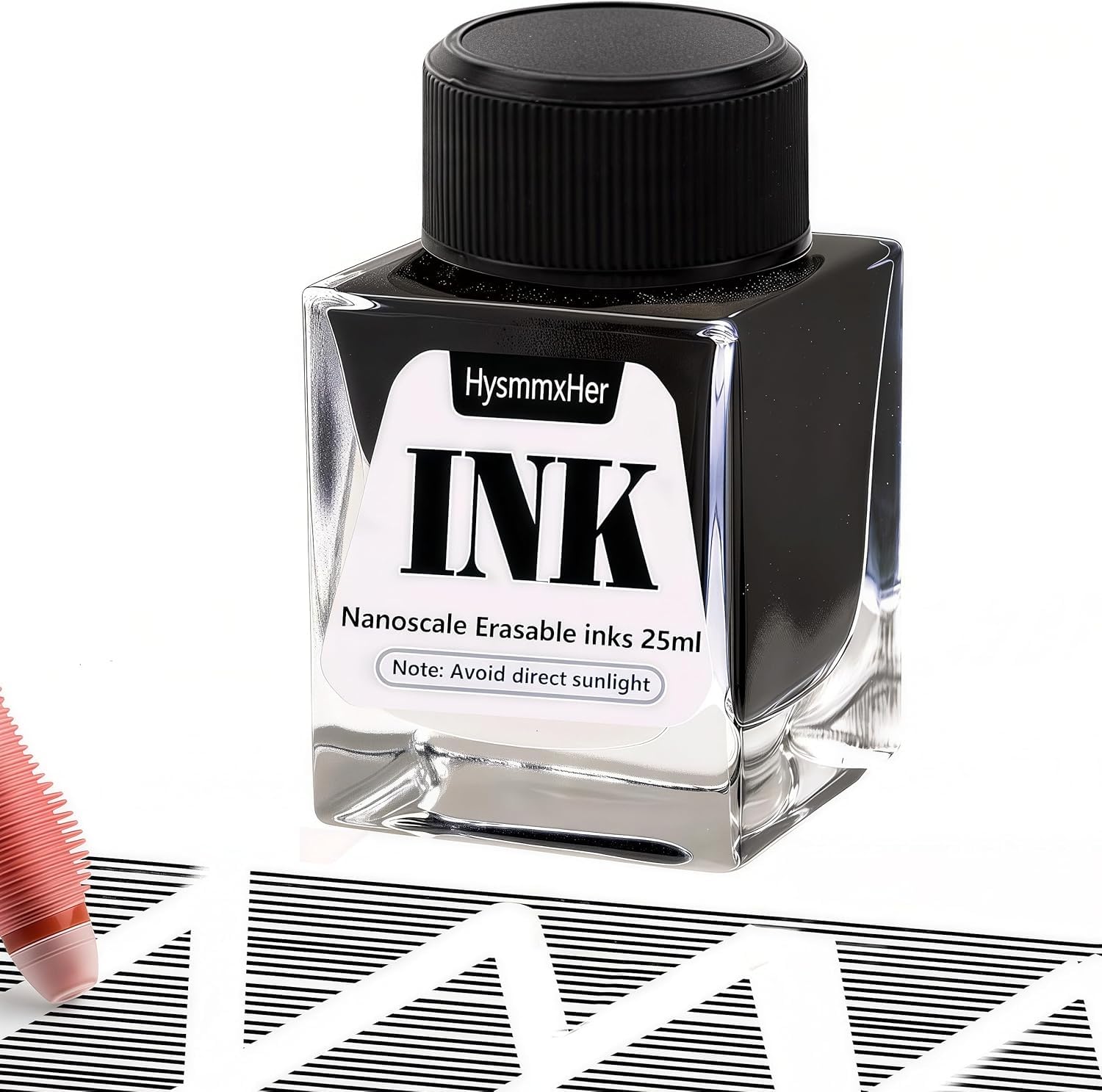Perriuox Erasable Black Bottle Ink for Fountain Pen, 25ml (Black)