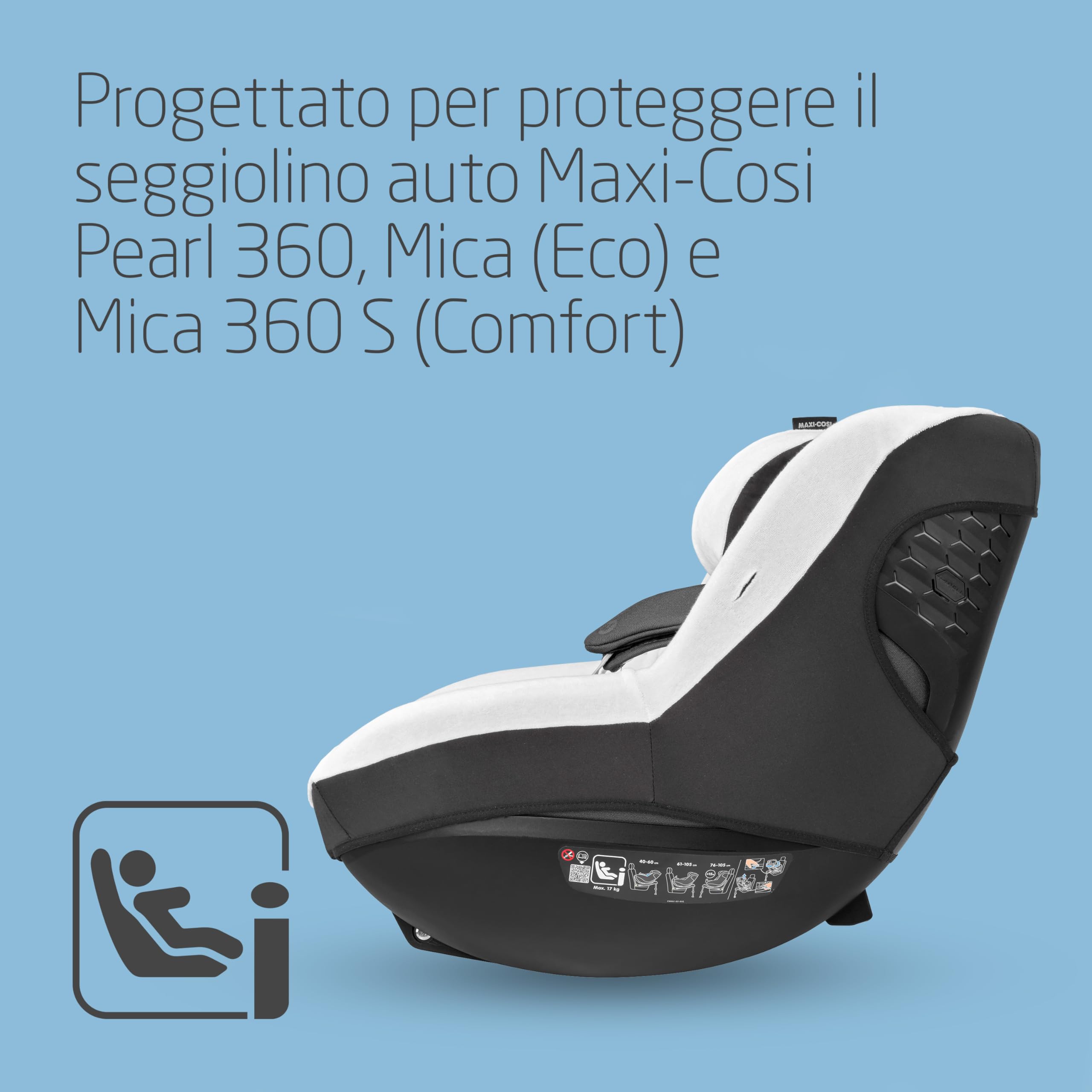 Maxi-Cosi Rivestimento Seggiolino, Fodera estiva in cotone biologico per Pearl 360 e Mica (Eco), Copriseggiolino auto, 100% cotone naturale traspirante, lavabile in lavatrice, bianco naturale