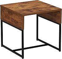 Vista 12 de Household Essentials Mesa de centro rectangular envolvente madera de fresno de grano rústico y metal negro