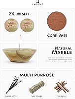 Vista 5 de Radicaln Soporte de incienso de mármol de 5.5 pulgadas, color verde, hecho a mano, soporte para palo santo, cenicero de mármoles e incienso ideal