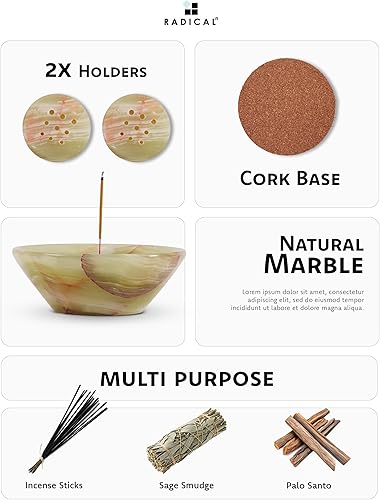Miniatura 6 de Radicaln Soporte de incienso de mármol de 5.5 pulgadas, palo de palosanto hecho a mano verde para decoración del hogar, soporte de incienso moderno
