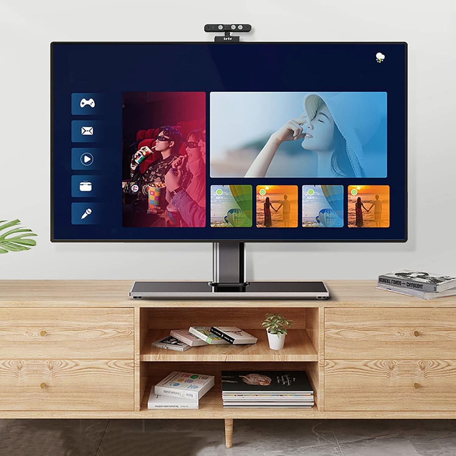 TV Mounts,TV Stand Mount, Adjustable Height Table Top TV Stands, with Tempered Glass Base, for 32-65 Inch TV Stand Mount, Loading 99 Lbs