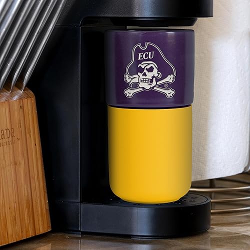 Miniatura 80 de Rico Industries NCAA Miami of Ohio Redhawks - Vaso de cerámica de 16 onzas con agarre de silicona, grabado láser profundo, diseño de color negro