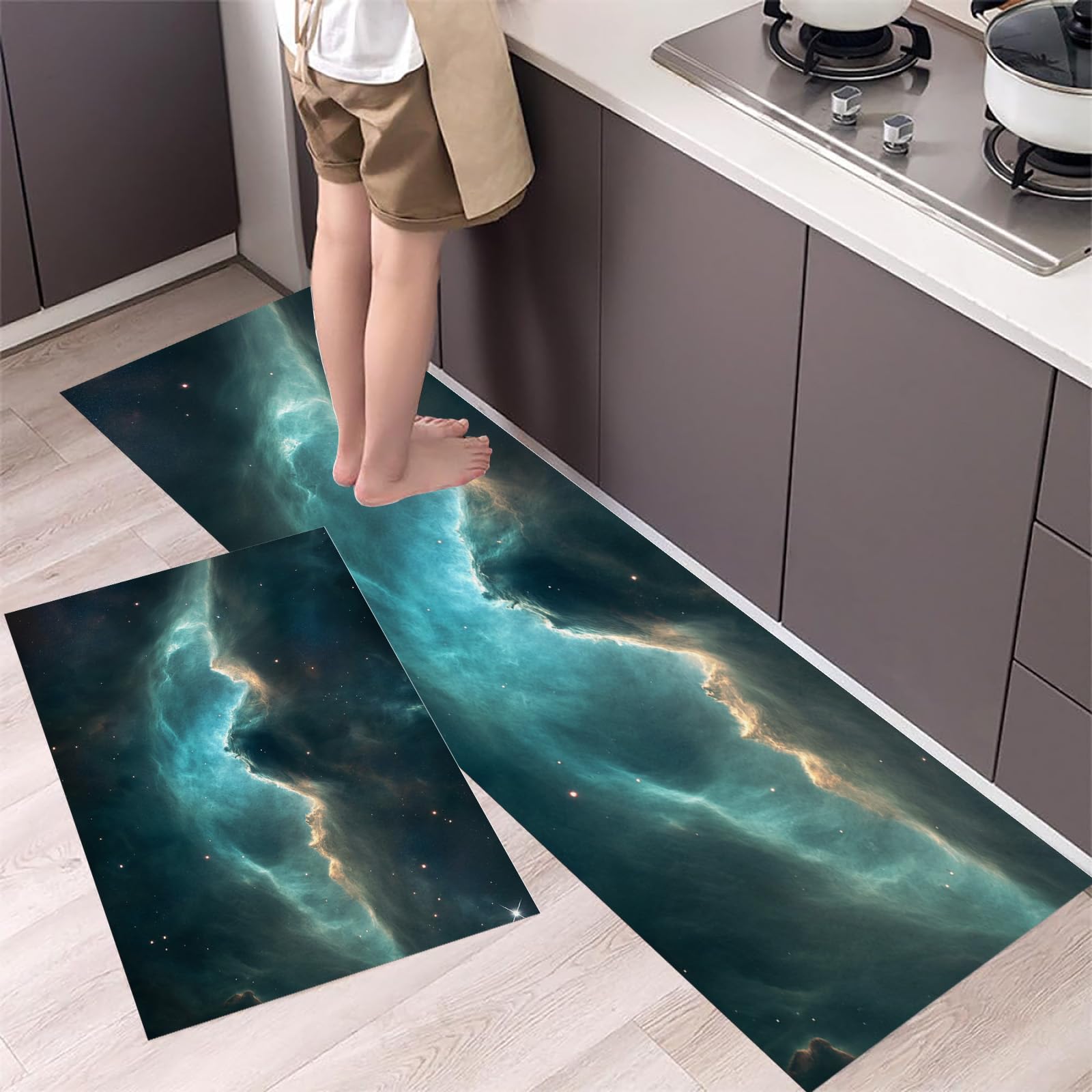 Tapis de cuisine antidérapants lot de 2 univers lavable 45x75 45x150cm