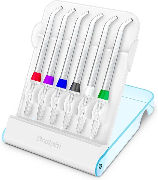 Replacement Tips for Waterpik Water Flosser (6 Classic Jet Tips & Storage Case Bundle)