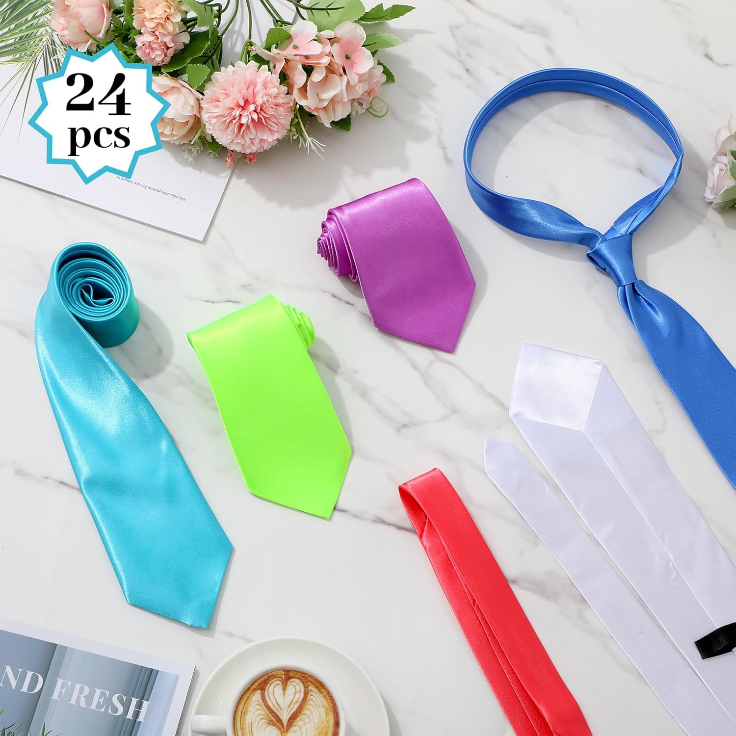 Syhood Solid Satin Pure Color Ties Set Business Formal Necktie Tie for Men Formal Occasion Wedding - Image 4