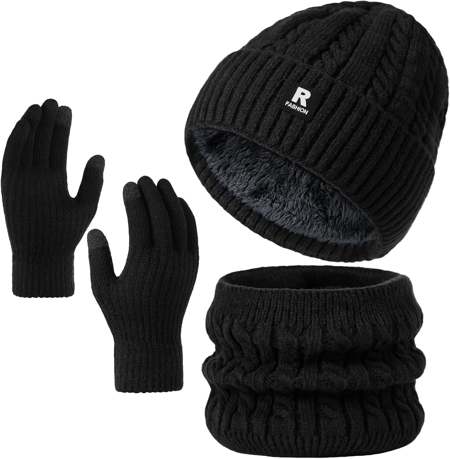 Winter Beanie Hat Scarf Gloves Set for Men Women, Slouchy...
