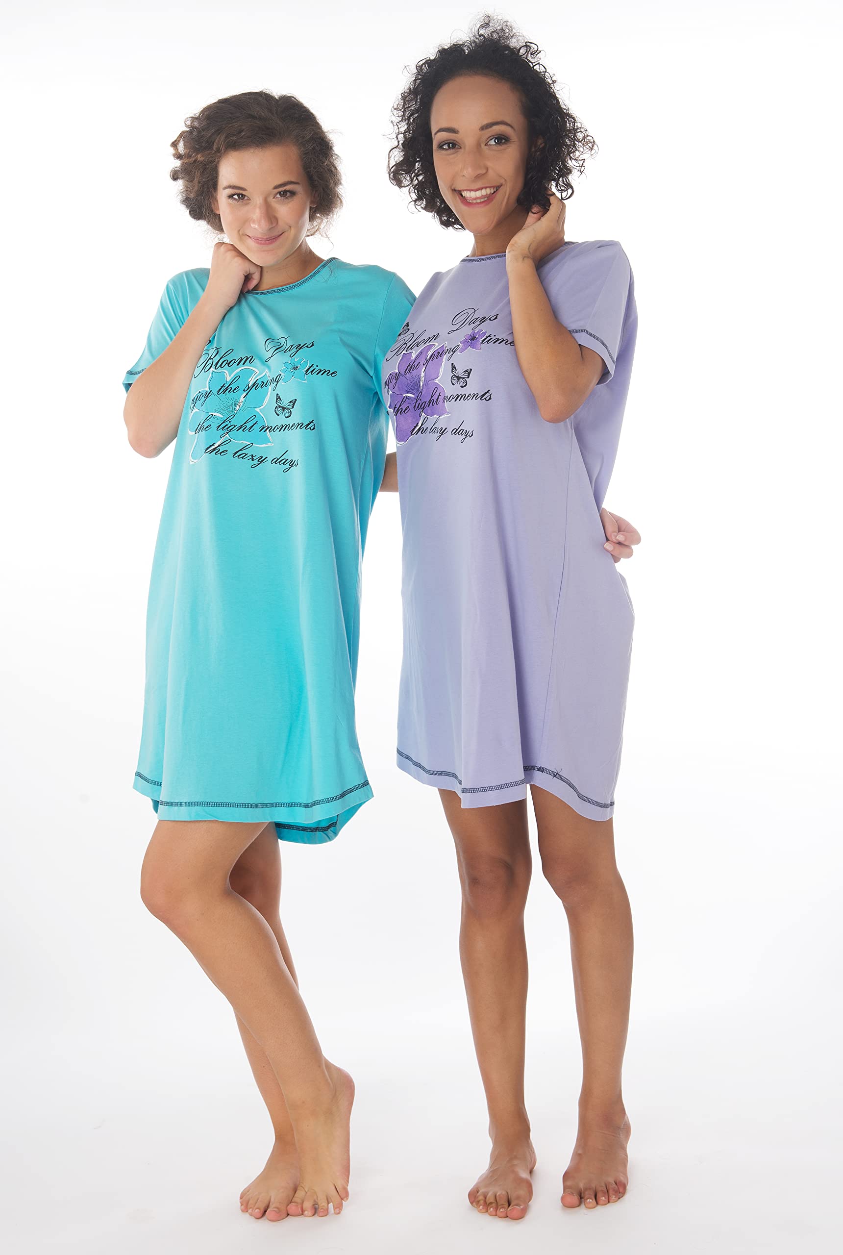 Consult-Tex Damen Nachthemd/Bigshirt/Sleepshirt Kurzarm Zweierpack oder Dreierpack für Frauen = 1 Preis