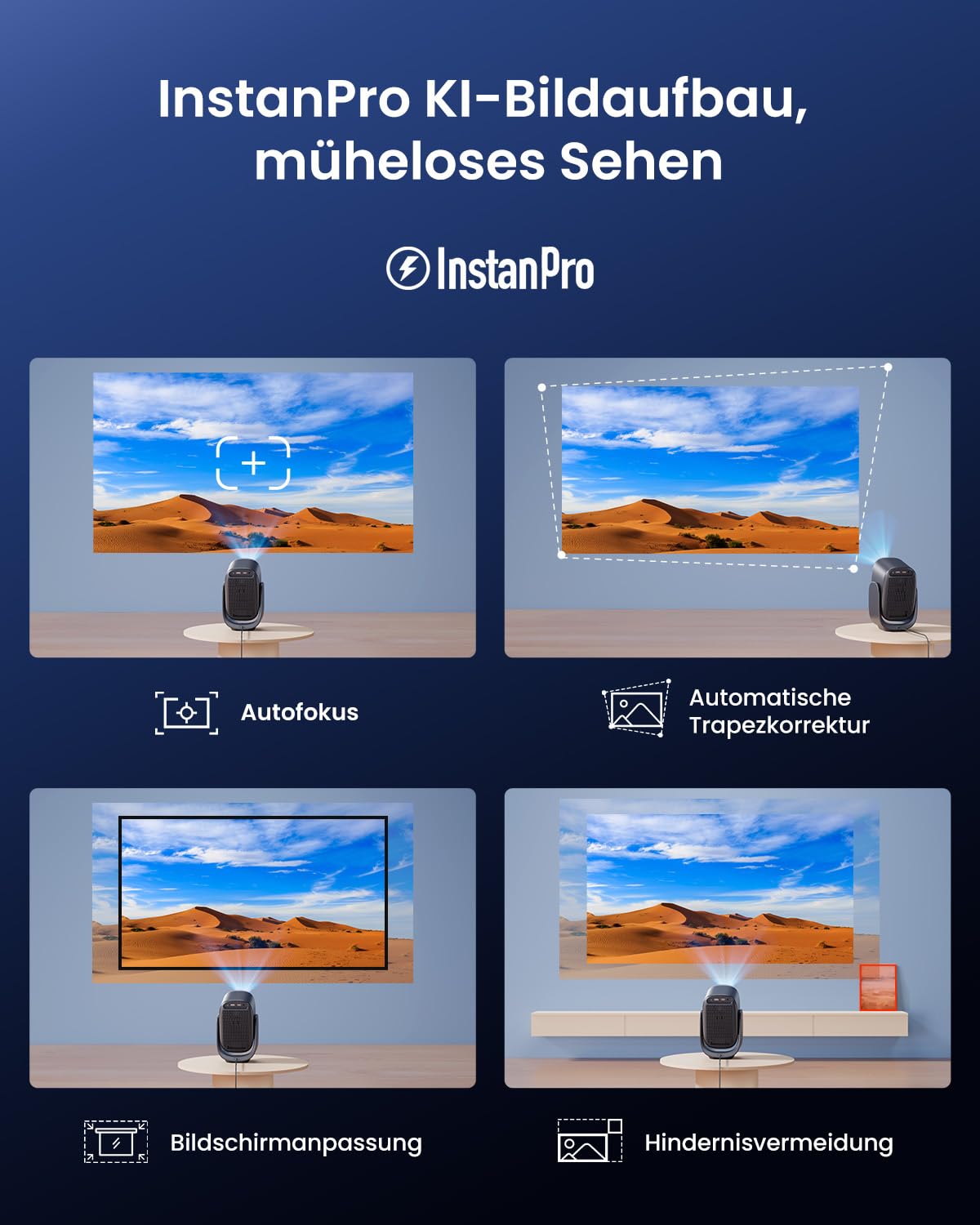 Dangbei N2 mini Smart Beamer mit Ständer, Offizielles Netflix Heimprojektor 1080P Full HD, Autofokus, Trapezkorrektur, Dolby Sound, Tragbarer Video Beamer mit WLAN und Bluetooth für Outdoor/Handy
