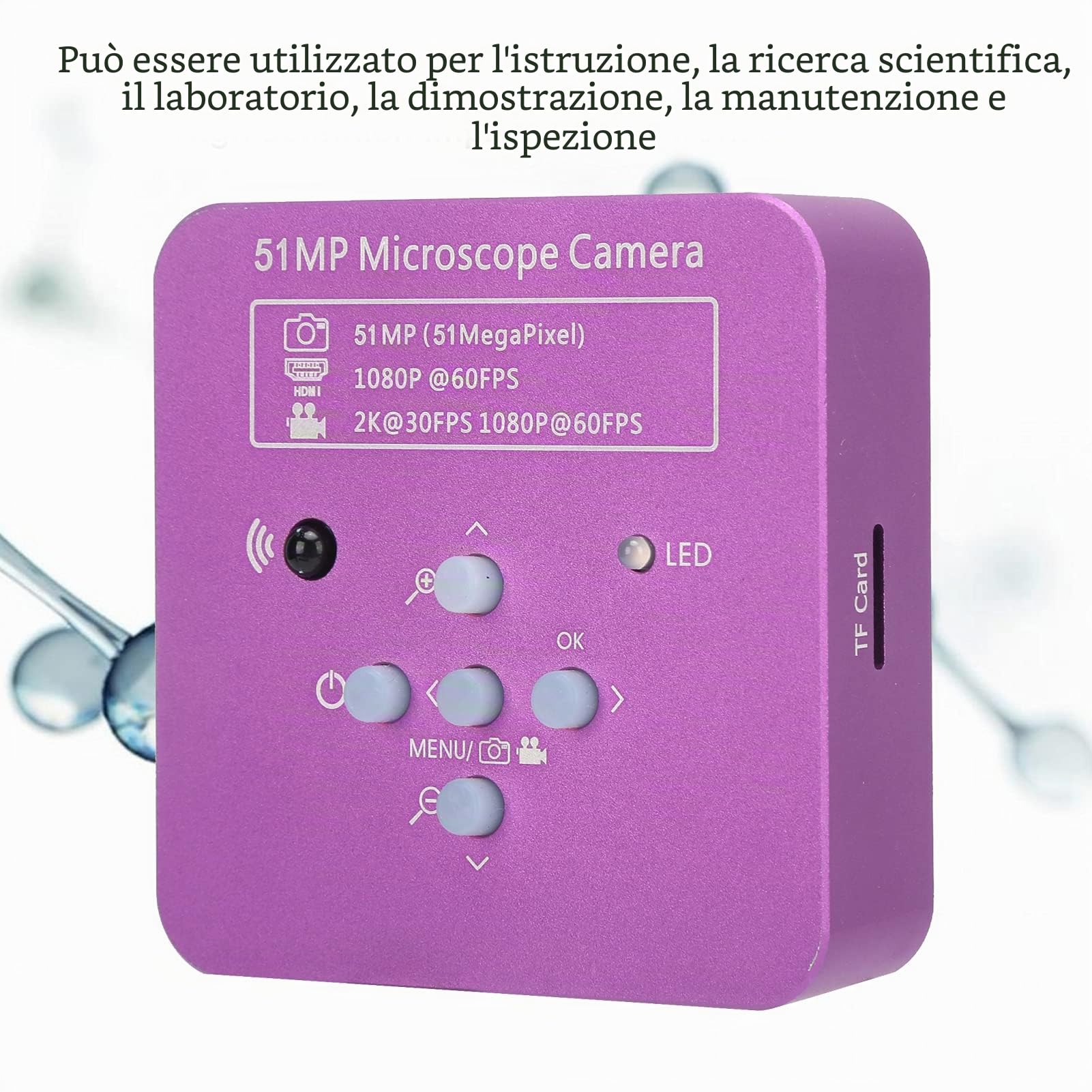 USB FHD Videocamera per Microscopio Elettronico Digitale Industriale da 51 MP Sensore CMOS da 1/2.33 Pollici Obiettivo con Attacco a C 120X Videocamera per Microscopio HDMI con Telecomando(EU Plug)