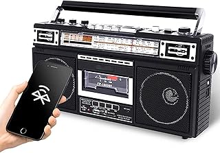 NURCIX Retro Boombox Cassette Player Radio, Cassette Tape Recorder with AM/FM/SW1/SW2, Built-In Speaker, Support SD/USB Input, One-Click Recording/Transcription, Classic 80s Style Retro
