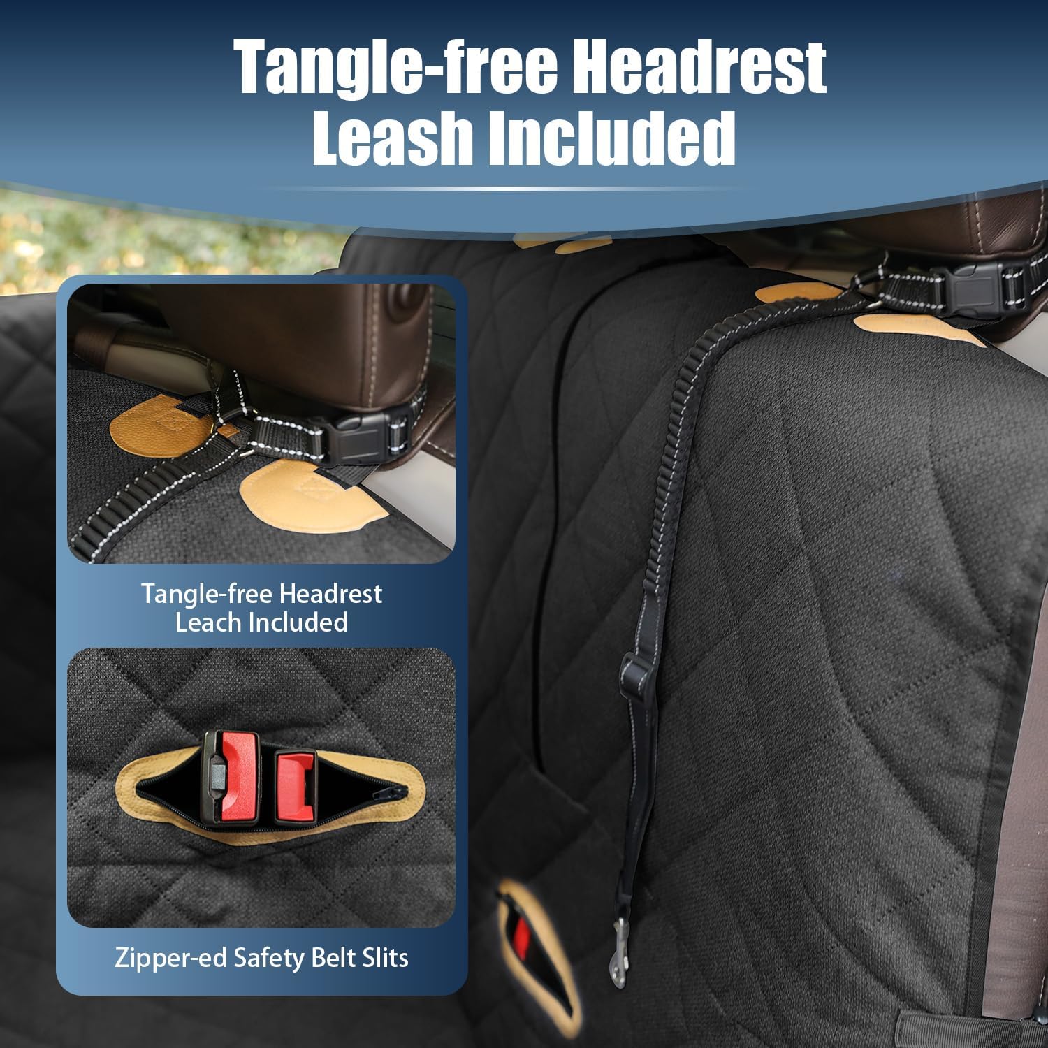 Dog Car Seat Cover for Back Seat, Hard Bottom Car Seat Cover with Door Protector for Full-Size Crewcab Trucks, Scratch-Resistant, Waterproof Back Seat Extender for Dogs