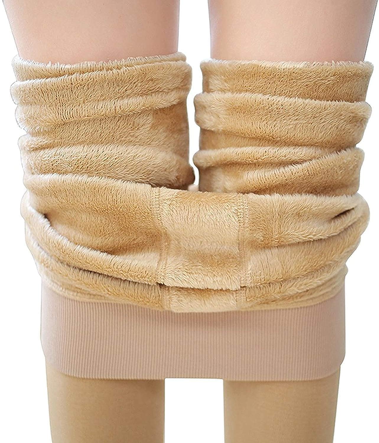 classy wrap Women Fleece Warm Thick Fur Lined Fleece Winter Thermal Soft Legging Ankle Length Stretchable Tights Stocking (Skin, Waist Size 28-34)-picture-20