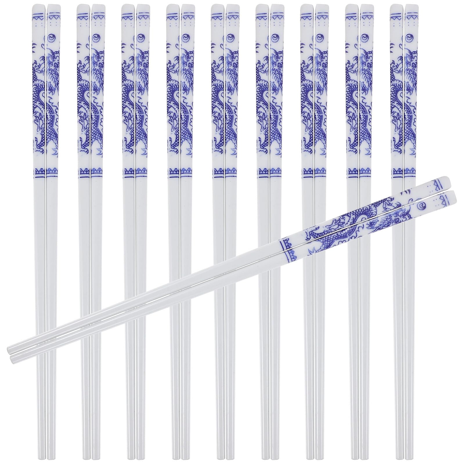 Palillos de cerámica para cena en casa STOBAZA estilo clásico azul y blanco de 10 pares