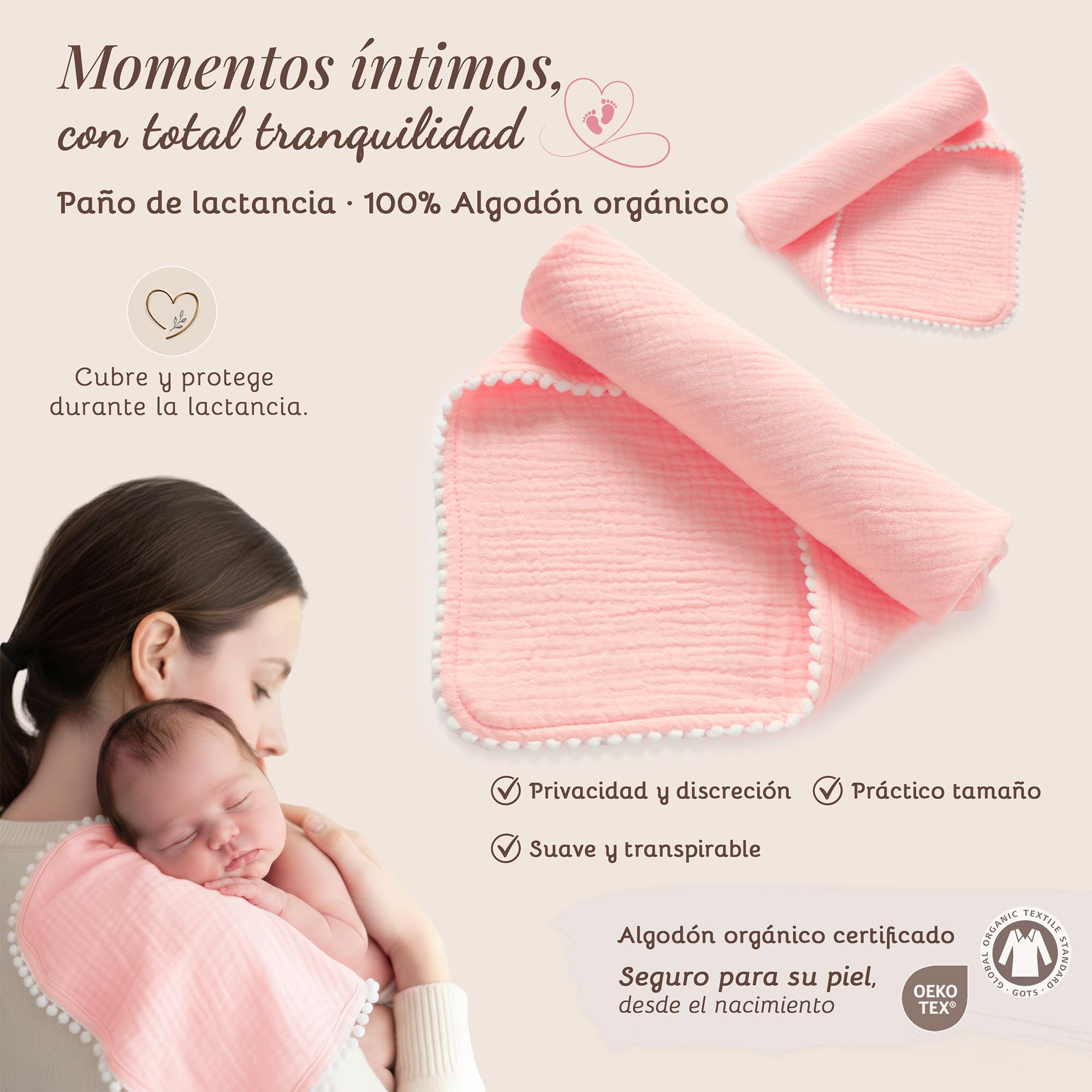 Babykorb für Neugeborene, Babykorb für Neugeborene, Jungen und Mädchen, Geschenke für Erstlingsmütter, originelle Schwangerschaftsgeschenke, Musselin-Decke, Doudou Baby (Pastellrosa)