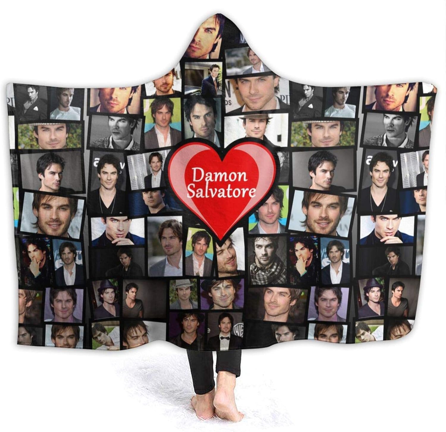 maichengxuan Vampire DamonSalvatore Diaries Hooded Blanket Lightweight Bedroom Throw Blankets