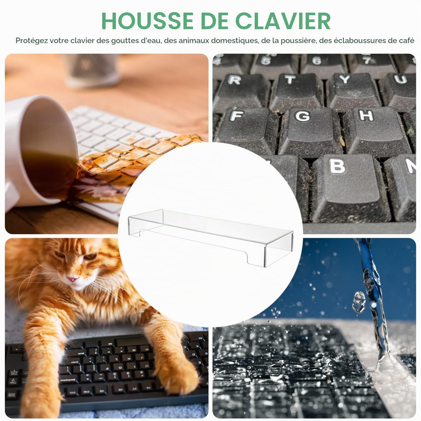 DOITOOL Housse De Clavier, Acrylique Transparent Anti-Chat Couverture De Clavier Fil 104 Touches, Protege Mécanique Couvercle De D'ordinateur, Protege Clair De pour sans