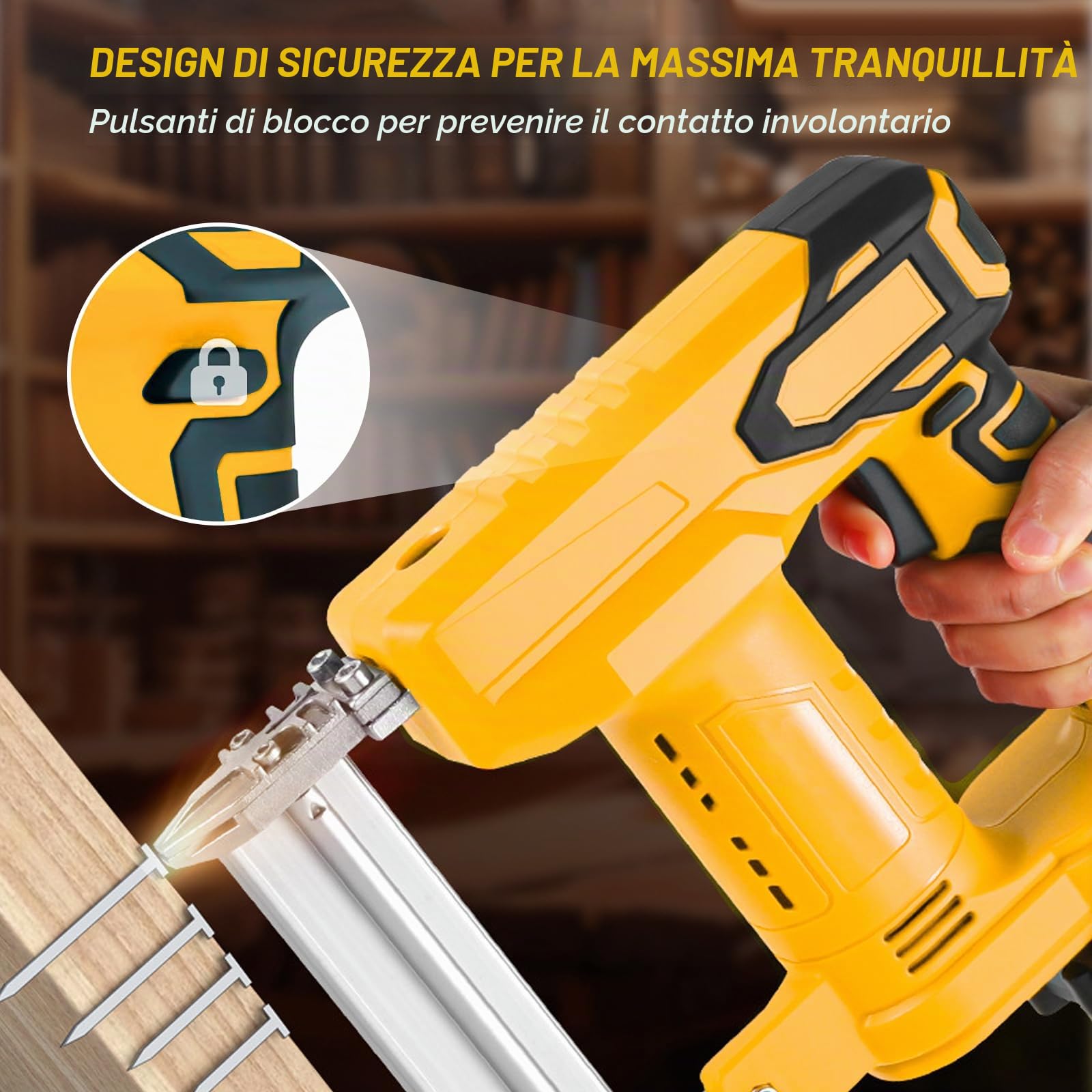 Pistola per unghie a batteria Compatibile con Dewalt 18 V batteria | Graffatrice elettrica senza fili Sparachiodi a Batteria, 2 in 1 cucitrice elettrica con 1000 chiodi dritti e 500 chiodi a U