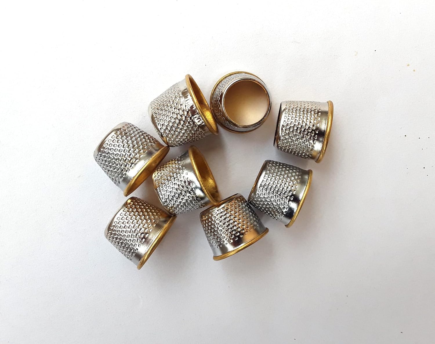 pmw - Finger Shield - Pack Of 12 - Sewing Finger Thimble - Finger Protector Metal for Sewing, Tailoring Embroidery Needlework & Sewing