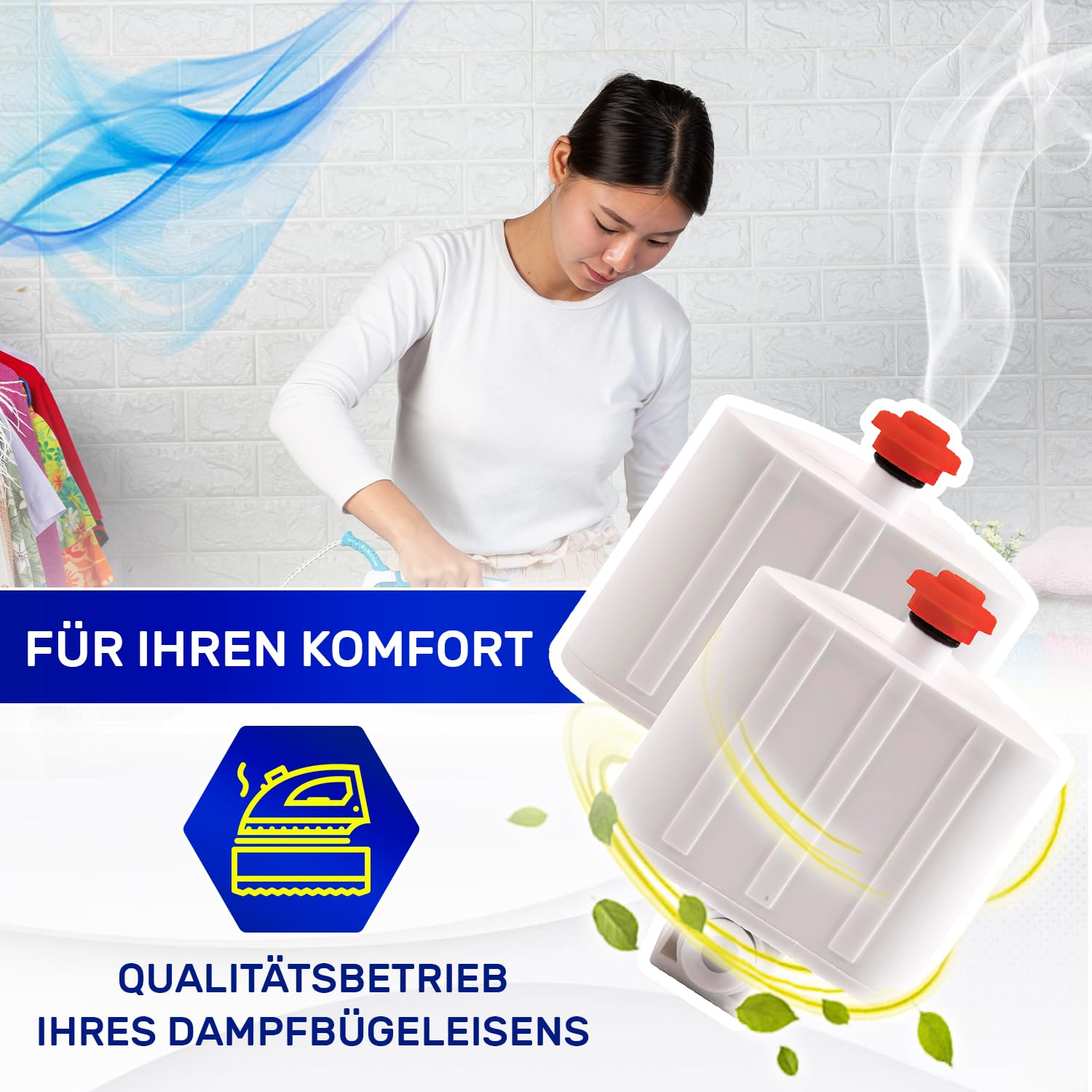 2 Stück Antikalk Kartusche für Dampfbügeleisen Adaptiertes Modell mit dem Originalcode XD9070E0 für Tefal Dampfbügelstation für Rowenta für Calor Liberty Serie - MONTERAL