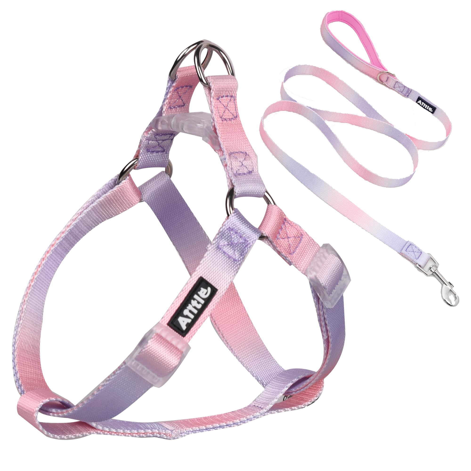 AIITLE Dog Harness Easy On and Off - Step in Adjustable Pet Vest with A Leash -No Pull Escape Proof Halter Harness with Quick-Release Buckle - Walking for Medium Dogs, Pink-Purple Gradient M