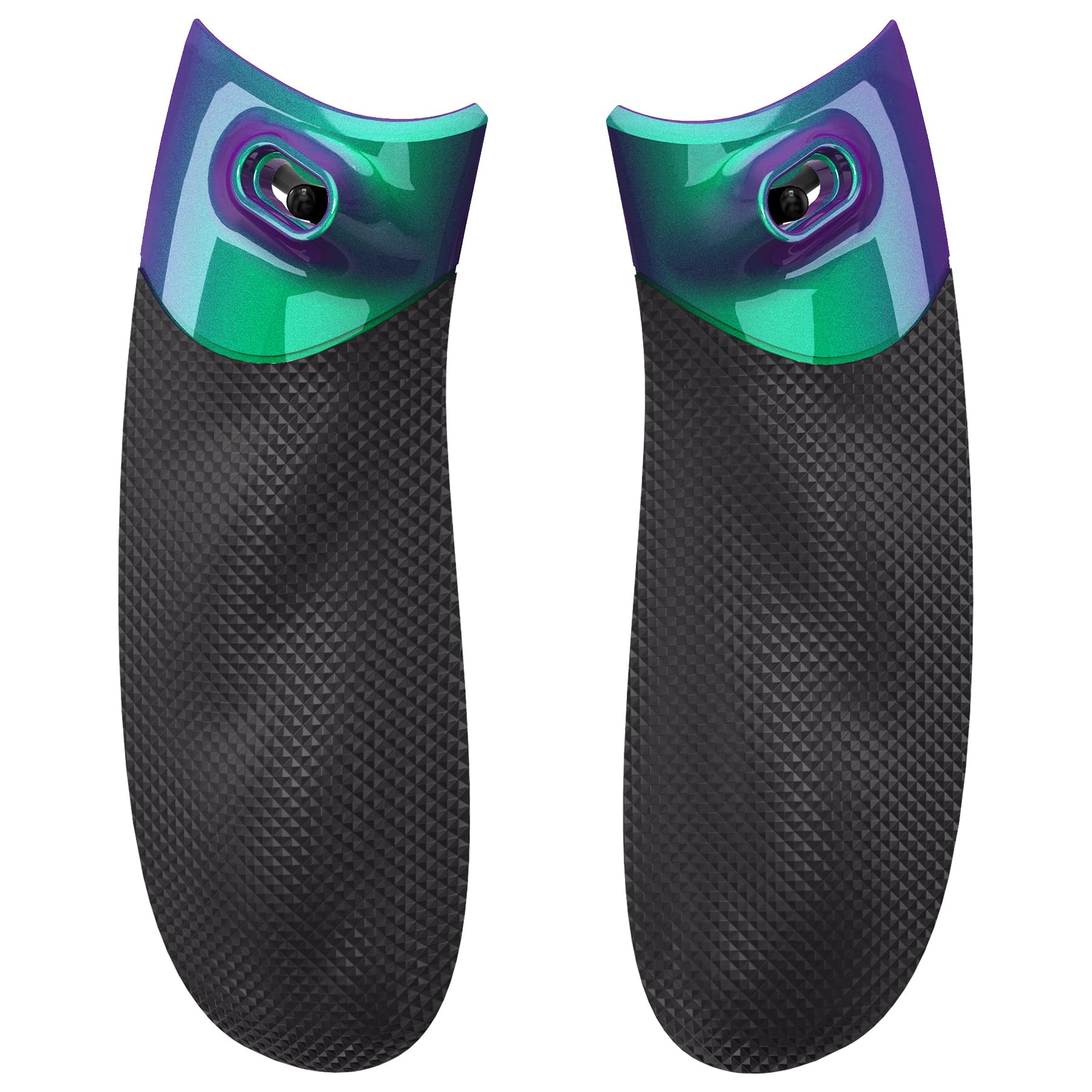 eXtremeRate Flexor Gumowane uchwyty szyn bocznych, zestaw zatrzymania spustu do kontrolera Xbox Series X/S, ergonomiczne, do kontrolera Xbox Core, teksturowane, kameleon, zielony, fioletowy