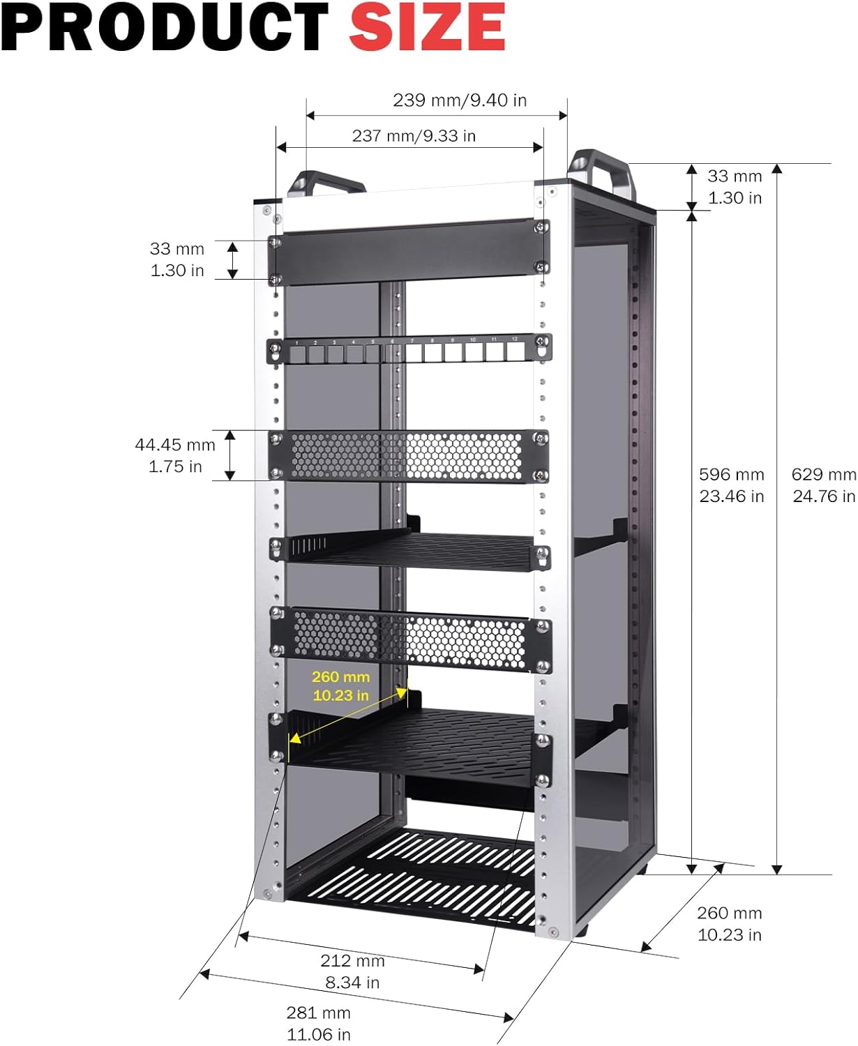 GeeekPi 12U Server Cabinet, 10 inch Server Rack for Network, Servers, Audio, and Video Equipment, DeskPi RackMate T2 Rackmount, 10.23 inch Depth - Image 4