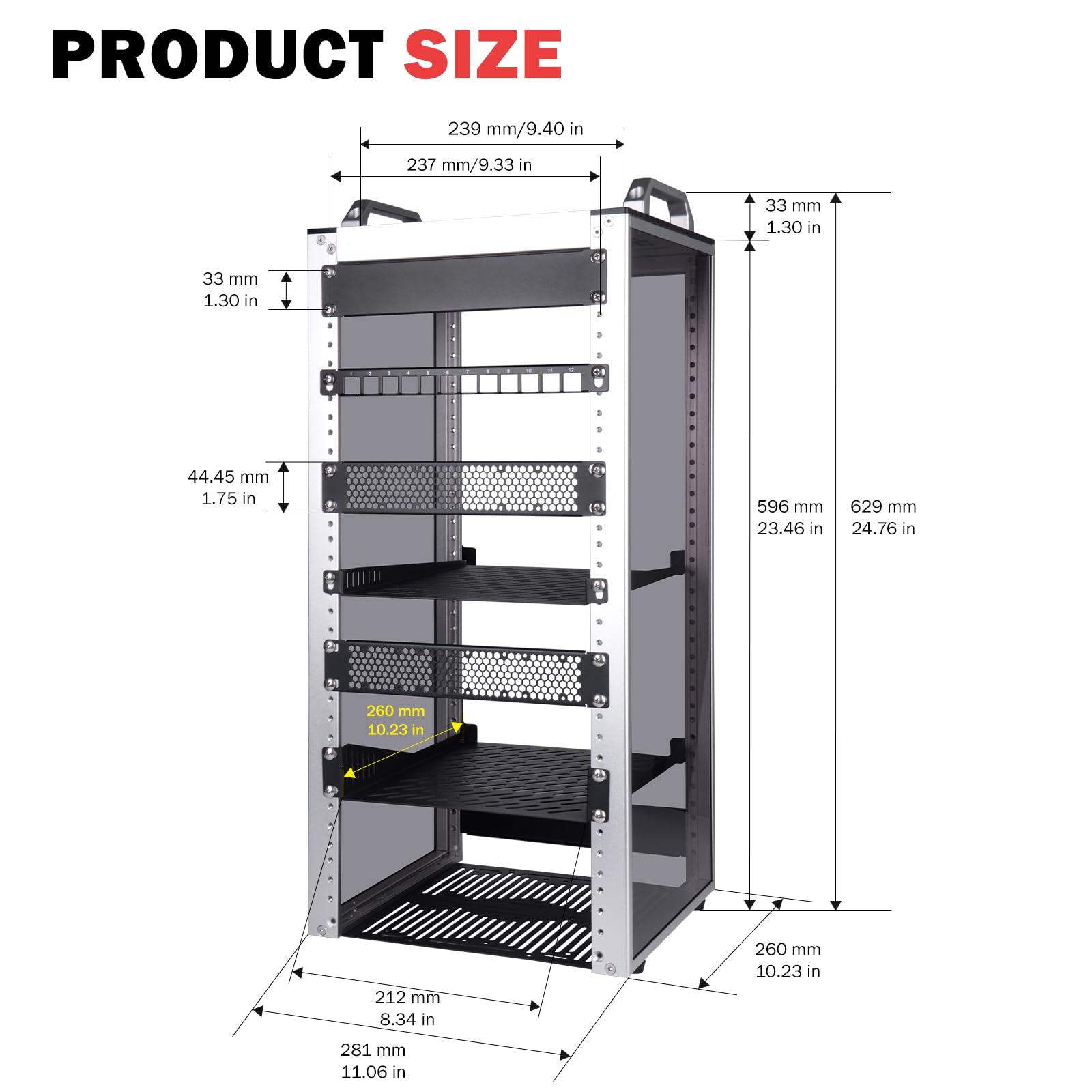 GeeekPi Cabinet server rack da 10 pollici per apparecchiature di rete, server, audio e video, DeskPi RackMate T2