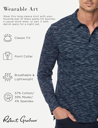 Robert Graham Men's Thales Long Sleeve Knit Polo Shirt