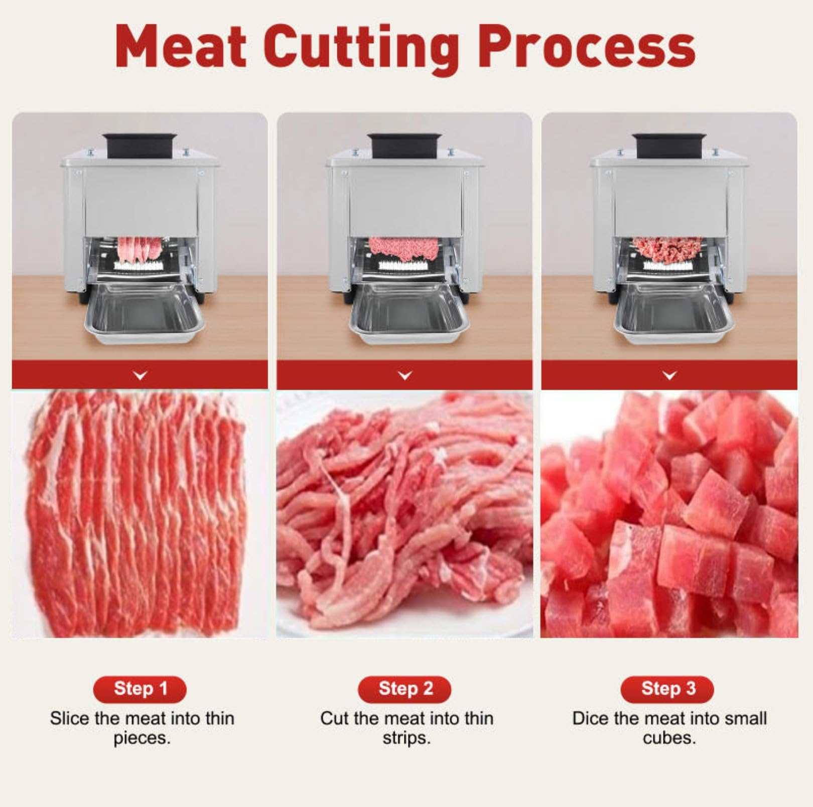 Máquina cortadora de carne de acero inoxidable, máquina de salchichas de 7 mm de grosor y kit de kibbe para uso doméstico, equipo eficiente de procesamiento de carne
