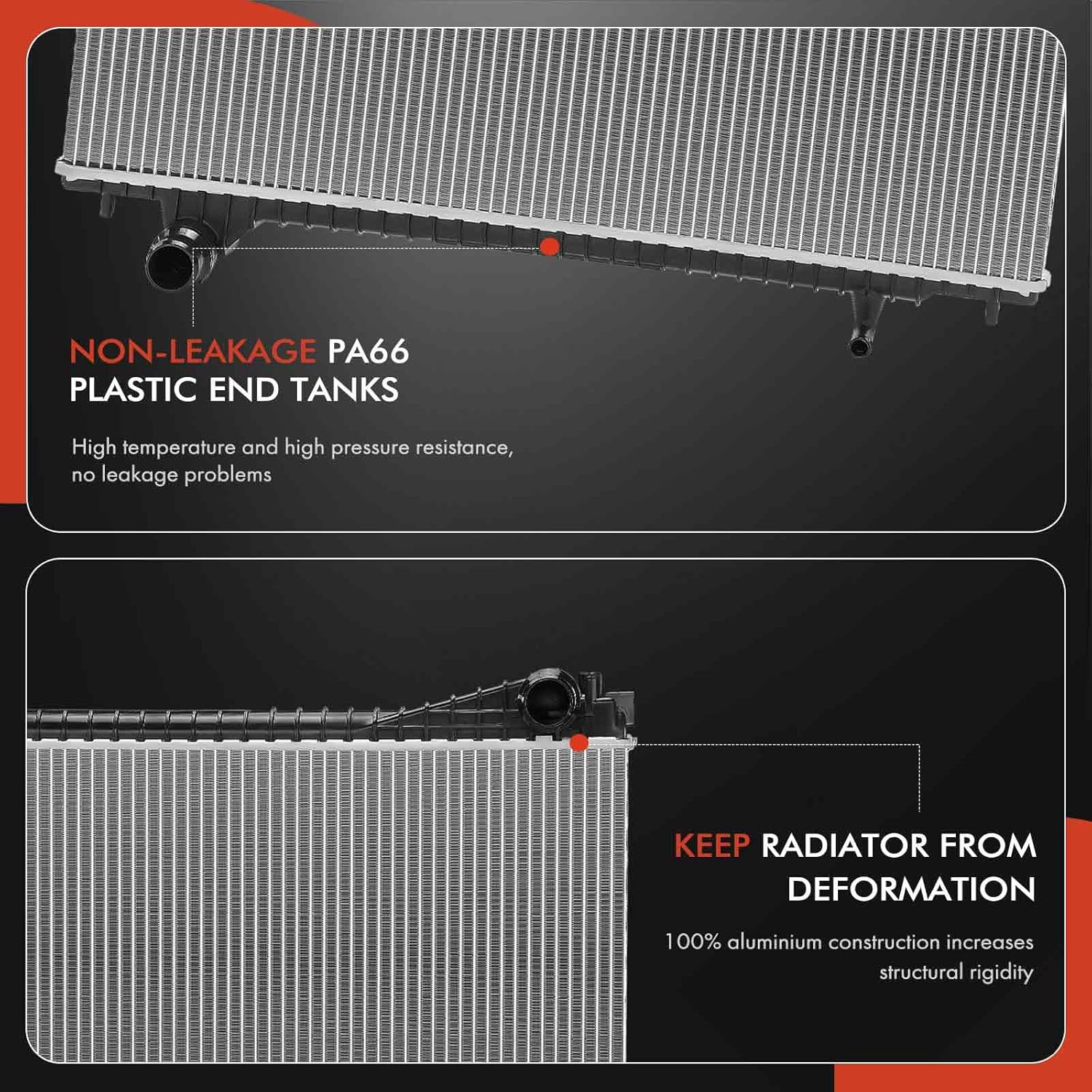 A-Premium Engine Coolant Radiator Assembly Compatible with Jaguar F-Pace FPace 2017 2018 2019 2020, 3.0L, Replace# T4A3253